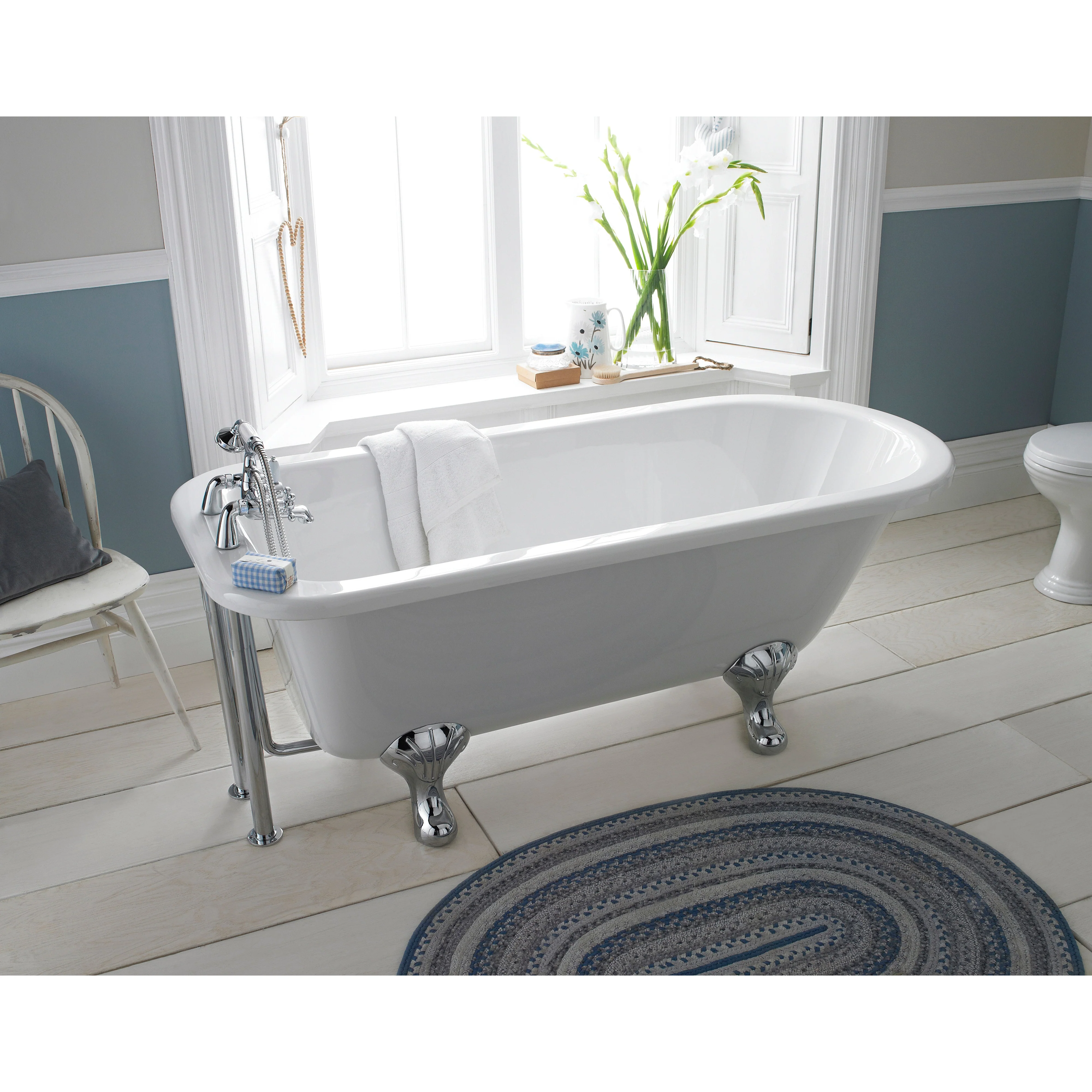 Hudson Reed Barnsbury Freestanding Bath - Pride Leg Set (1700mm) - White - Image 2