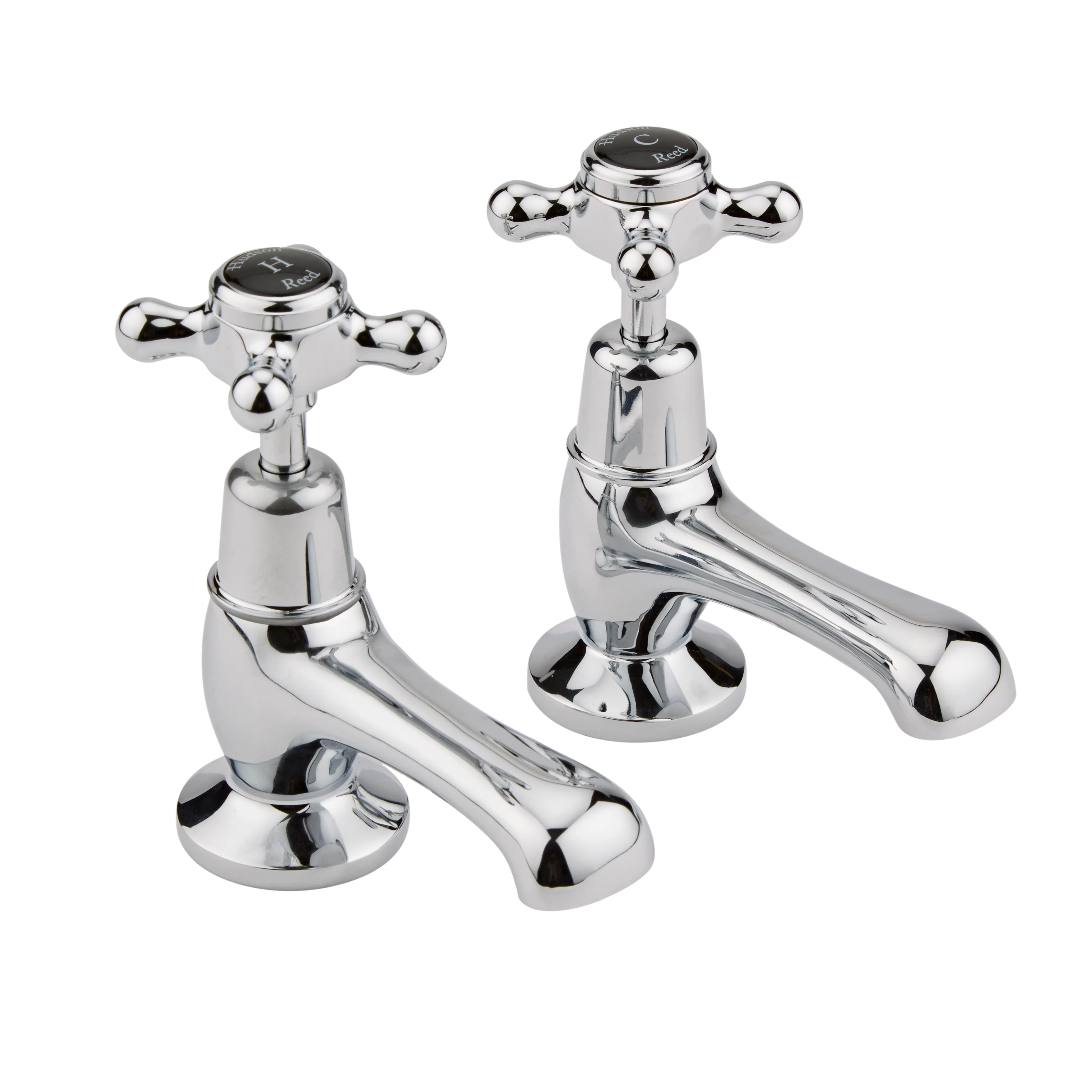Hudson Reed Black Topaz With Crosshead Basin Taps - Chrome / Black - BC401DX