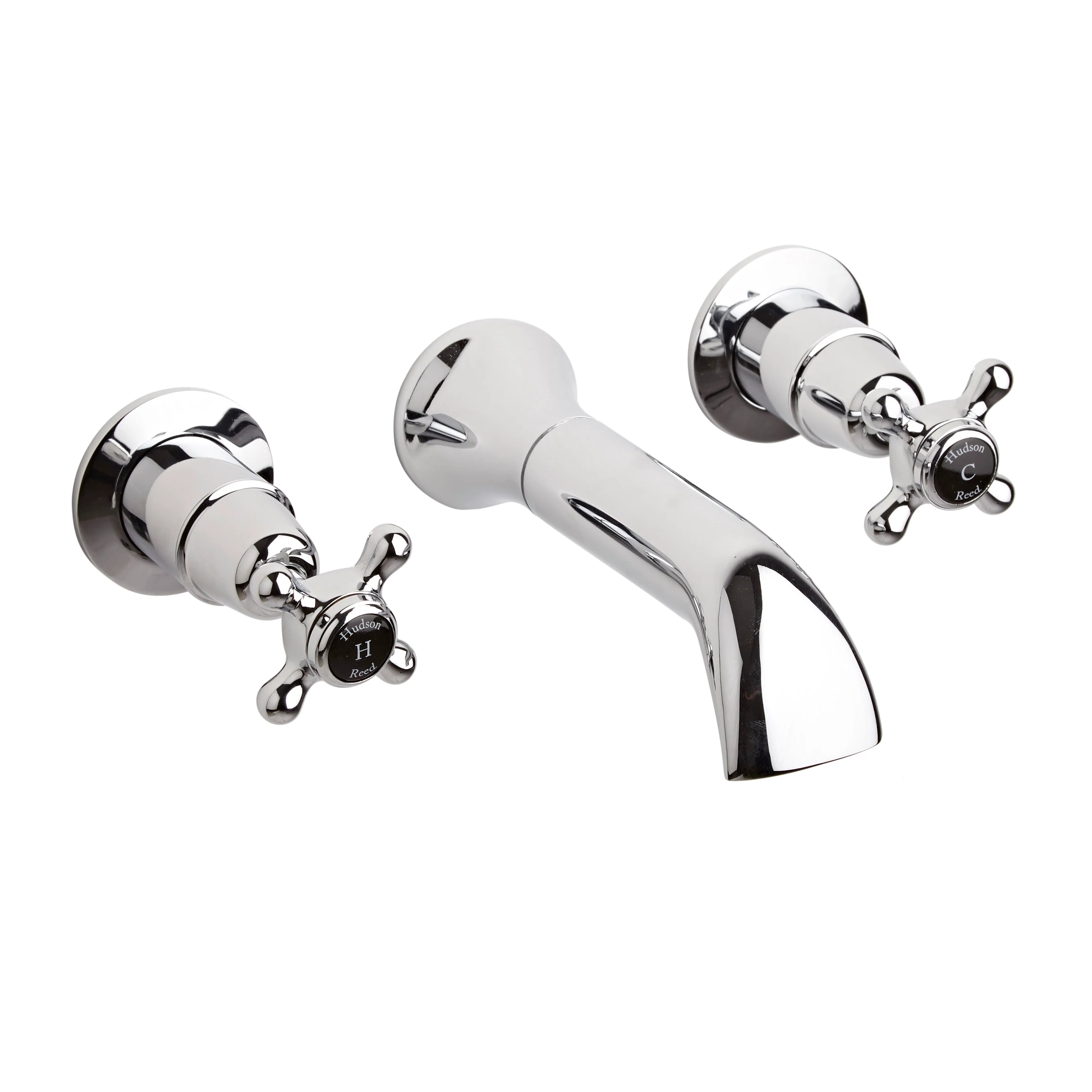Hudson Reed Black Topaz With Crosshead Wall-Mounted Bath Spout - Chrome / Black - BC409DX
