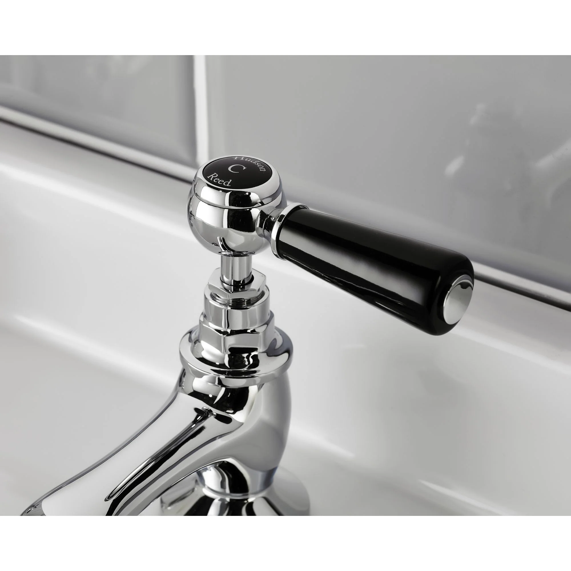Hudson Reed Black Topaz With Lever Basin Taps - Chrome / Black - BC401HL - Image 2