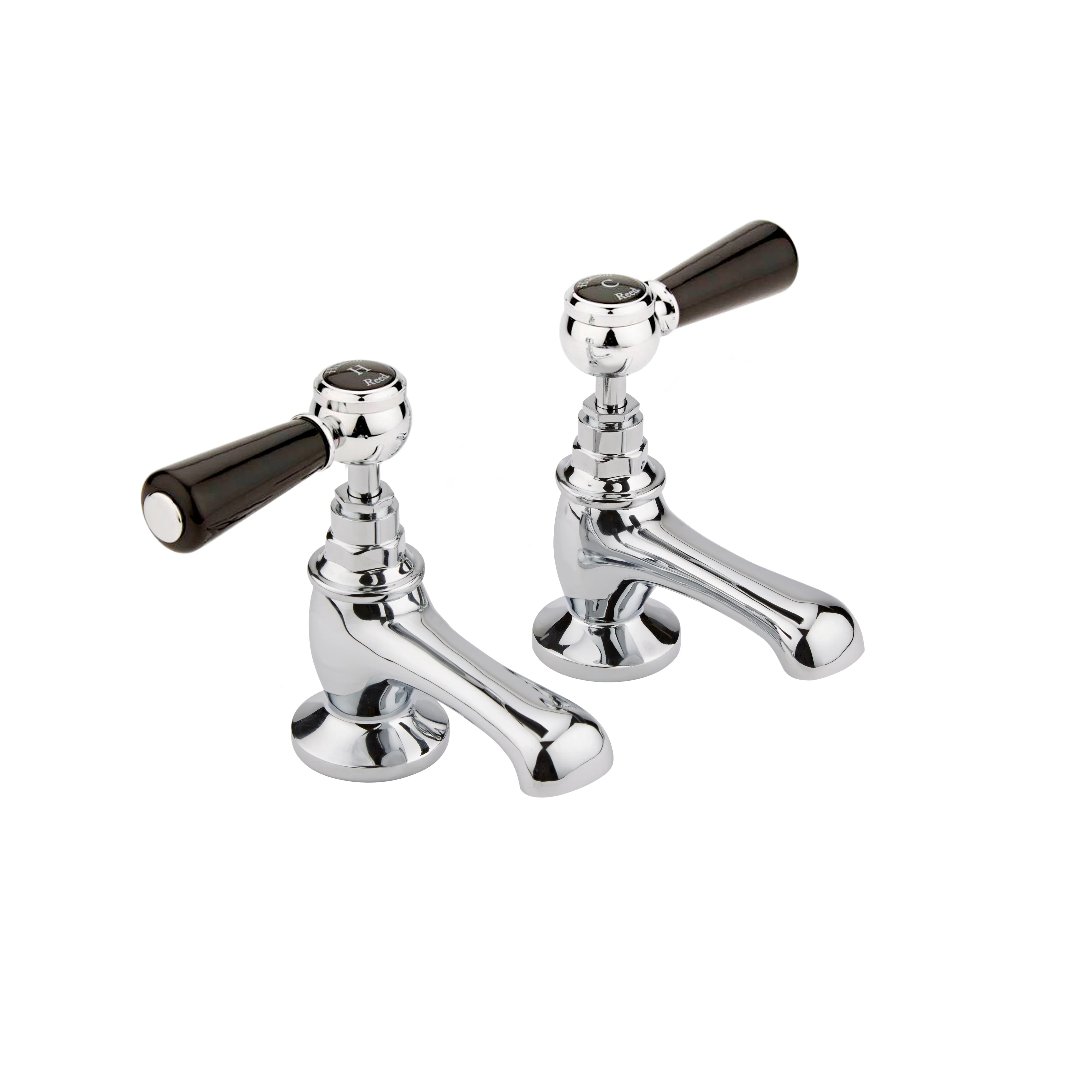 Hudson Reed Black Topaz With Lever Basin Taps - Chrome / Black - BC401HL - Image 3