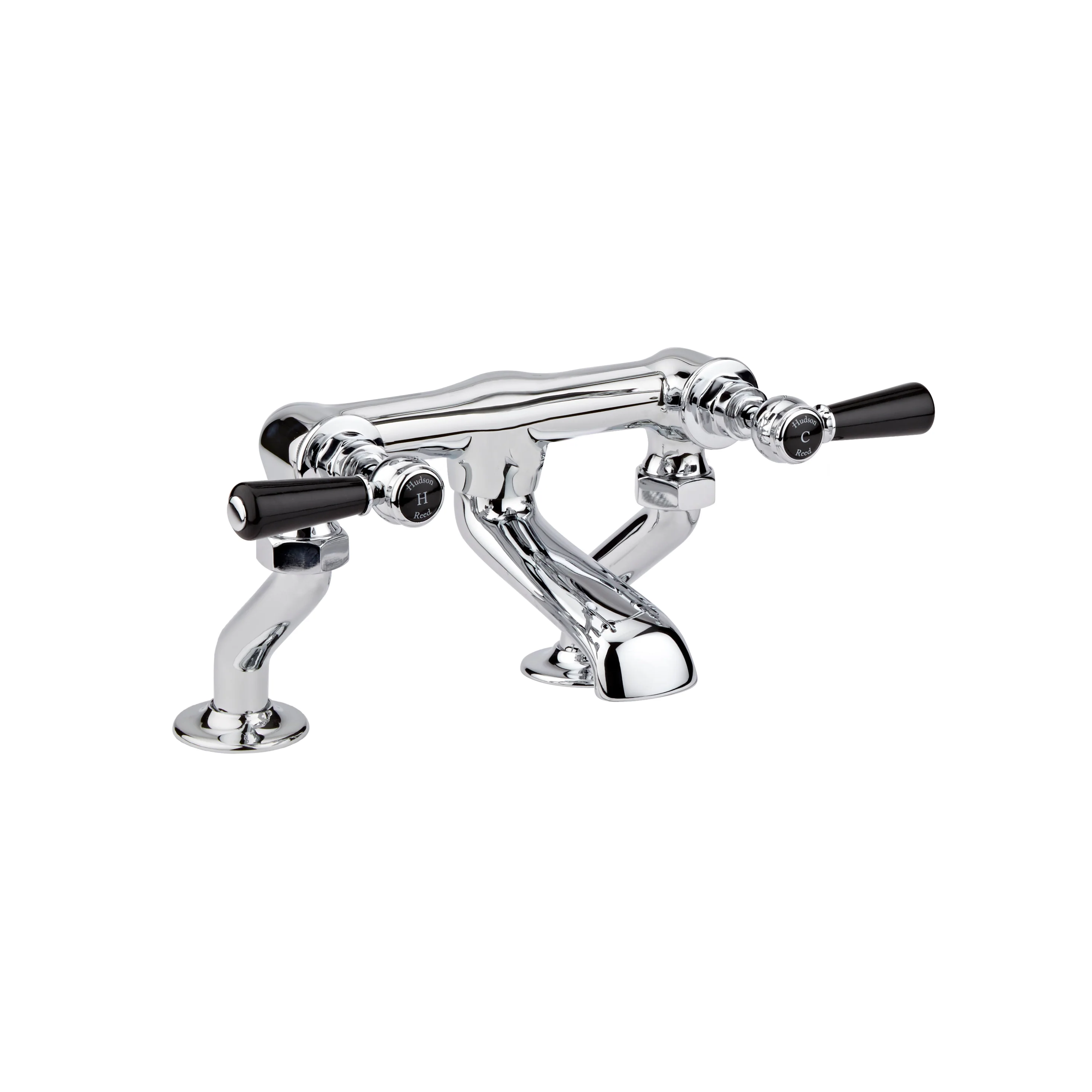Hudson Reed Black Topaz With Lever Deck Mounted Bath Filler - Chrome - BC403HL
