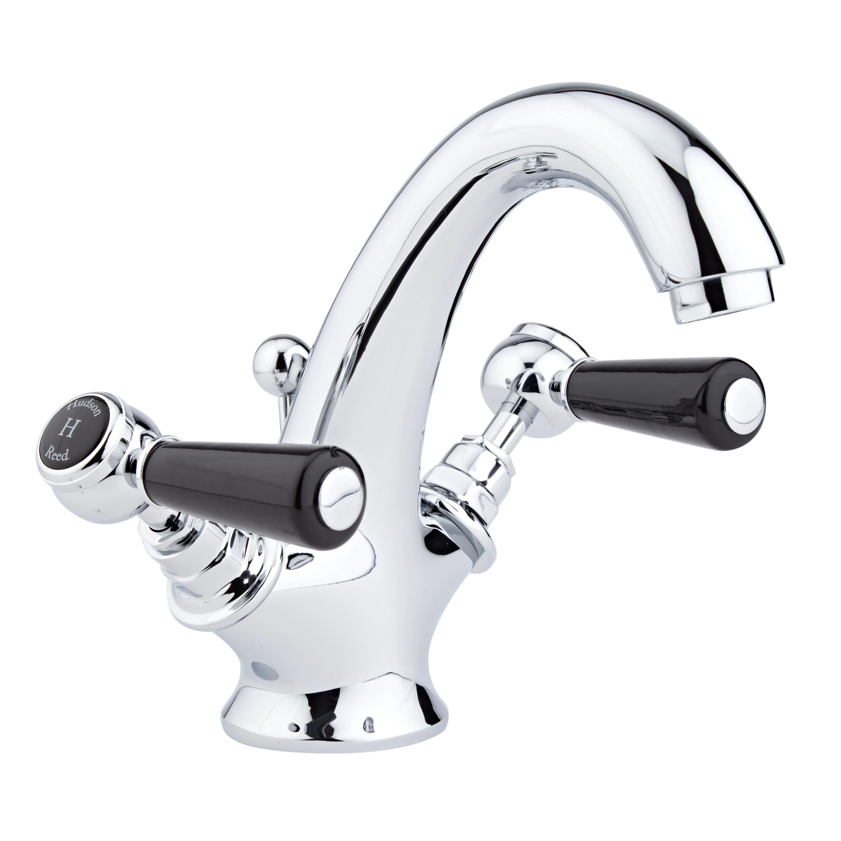 Hudson Reed Black Topaz With Lever Mono Basin Mixer - Chrome / Black - BC405HL - Image 2