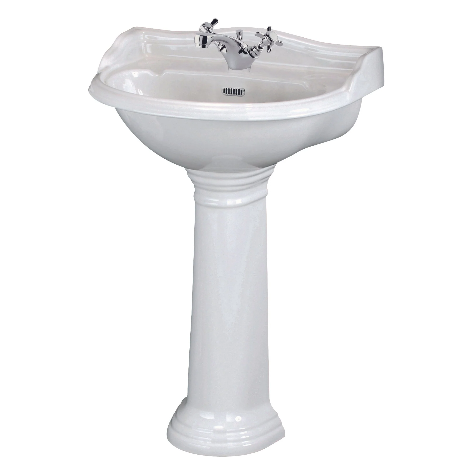 Hudson Reed Chancery 500mm Basin & Pedestal (1 Tap Hole) - White