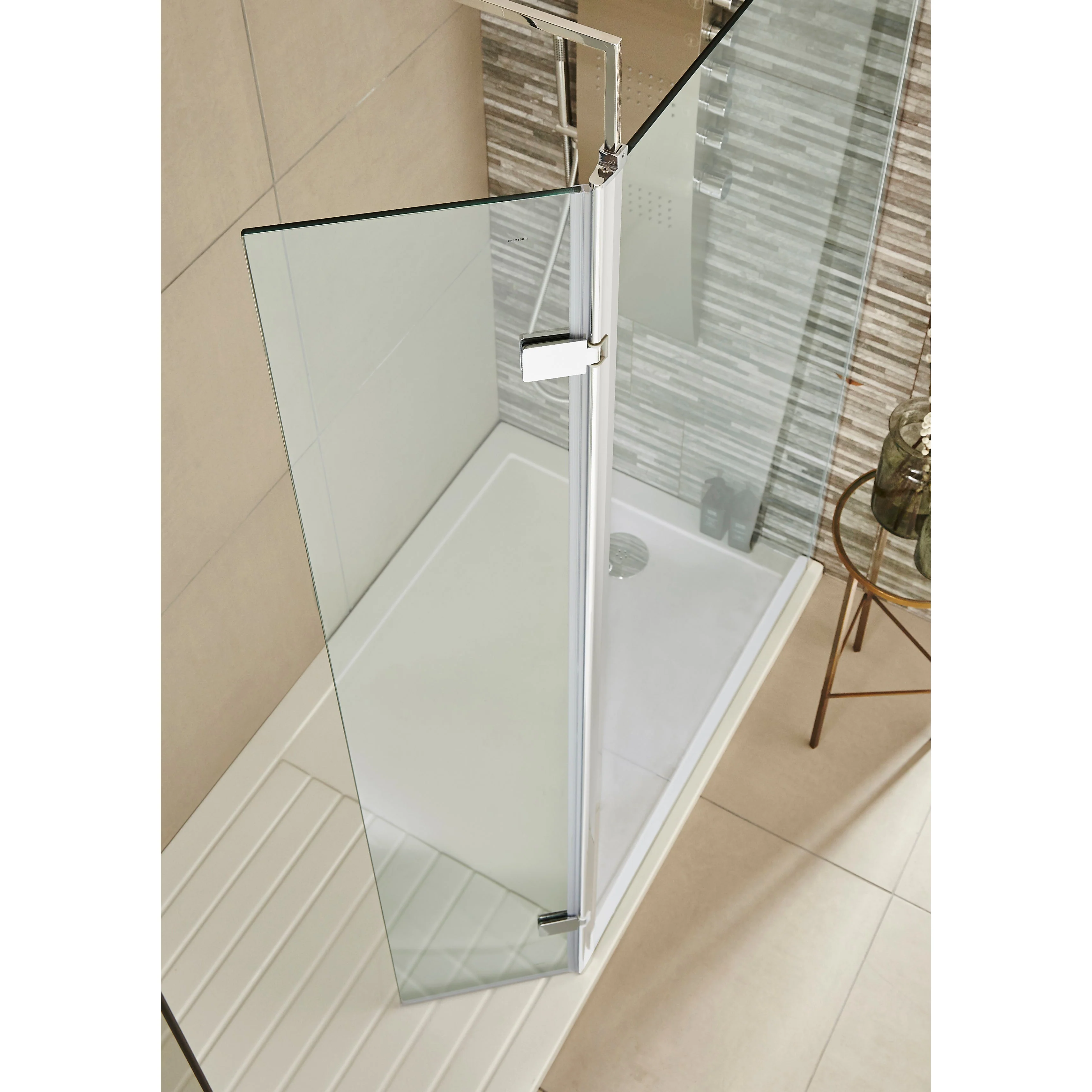 Hudson Reed Chrome Wetroom Swing Screen 300 x 1950mm - Glass - Image 3