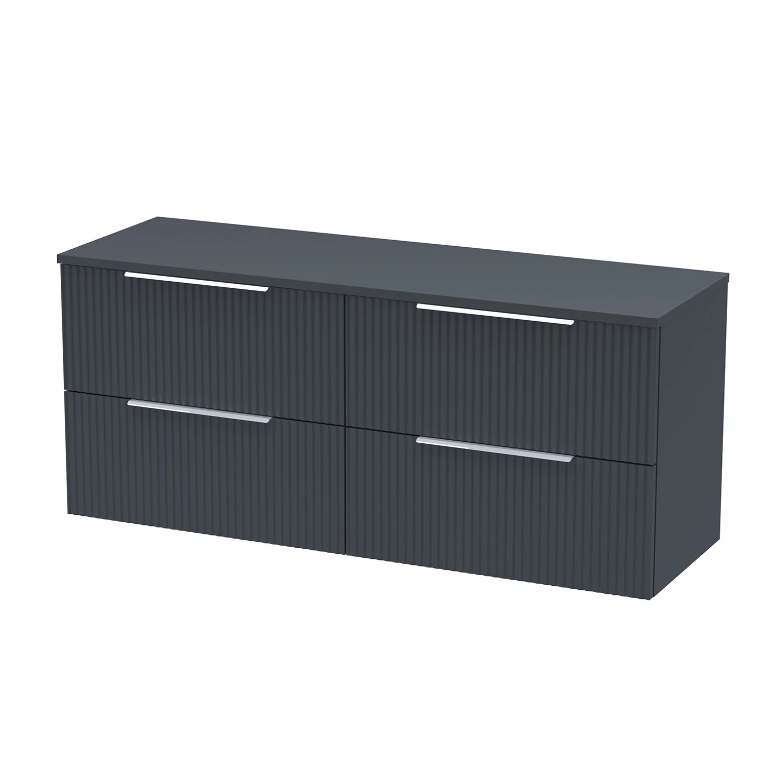 Hudson Reed Fluted 1200 Wall Hung 4-Drawer Worktop Vanity Unit - Satin Anthracite