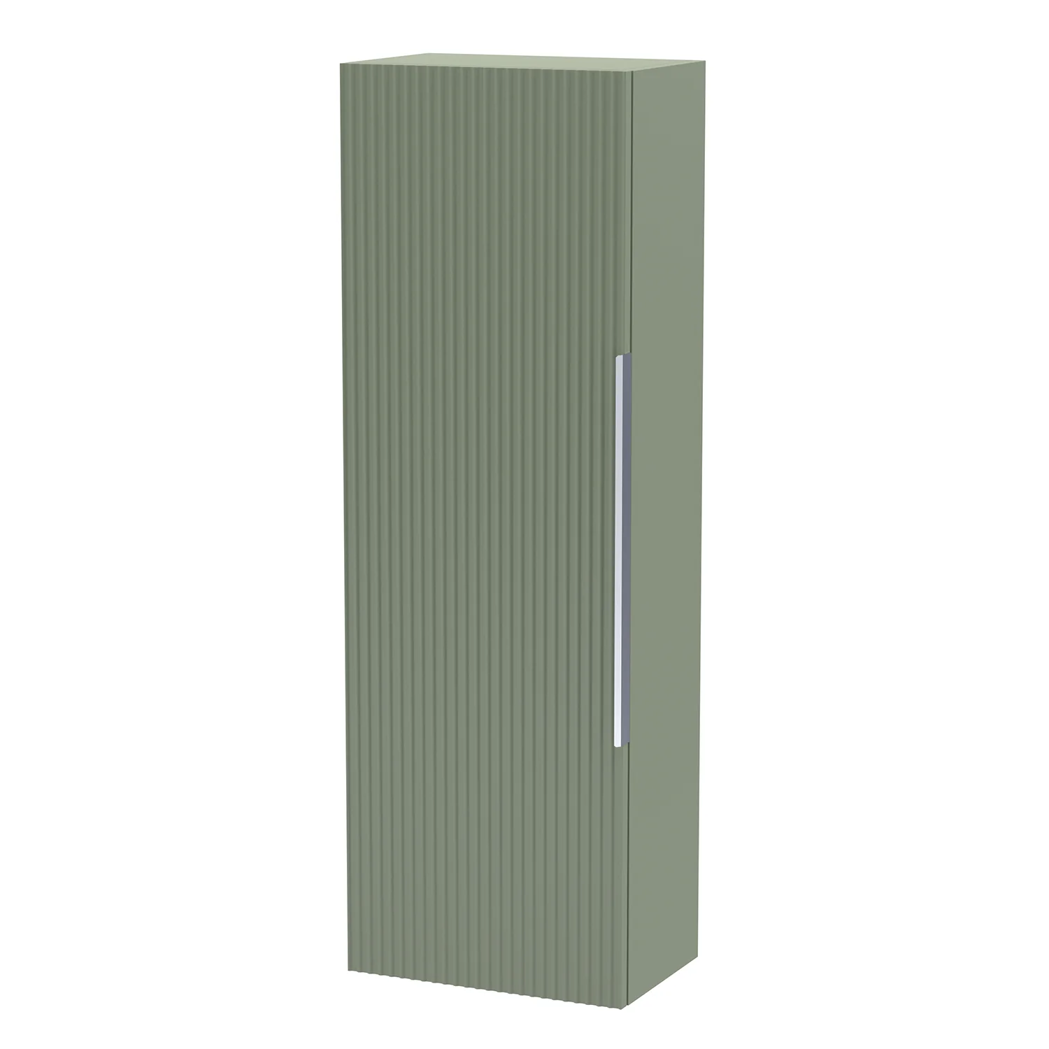 Hudson Reed Fluted 400mm Wall Hung 1-Door Tall Unit - Satin Green