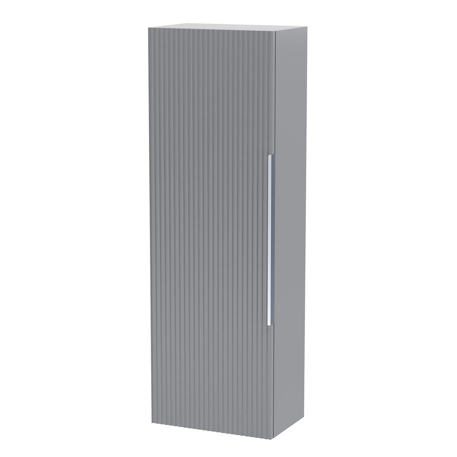 Hudson Reed Fluted 400mm Wall Hung 1-Door Tall Unit - Satin Grey