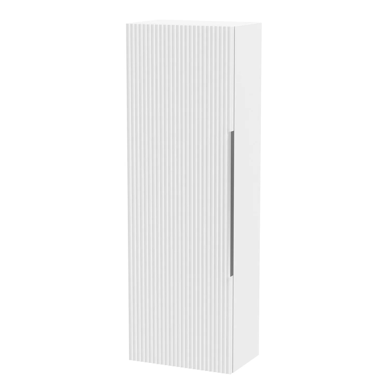 Hudson Reed Fluted 400mm Wall Hung 1-Door Tall Unit - Satin White