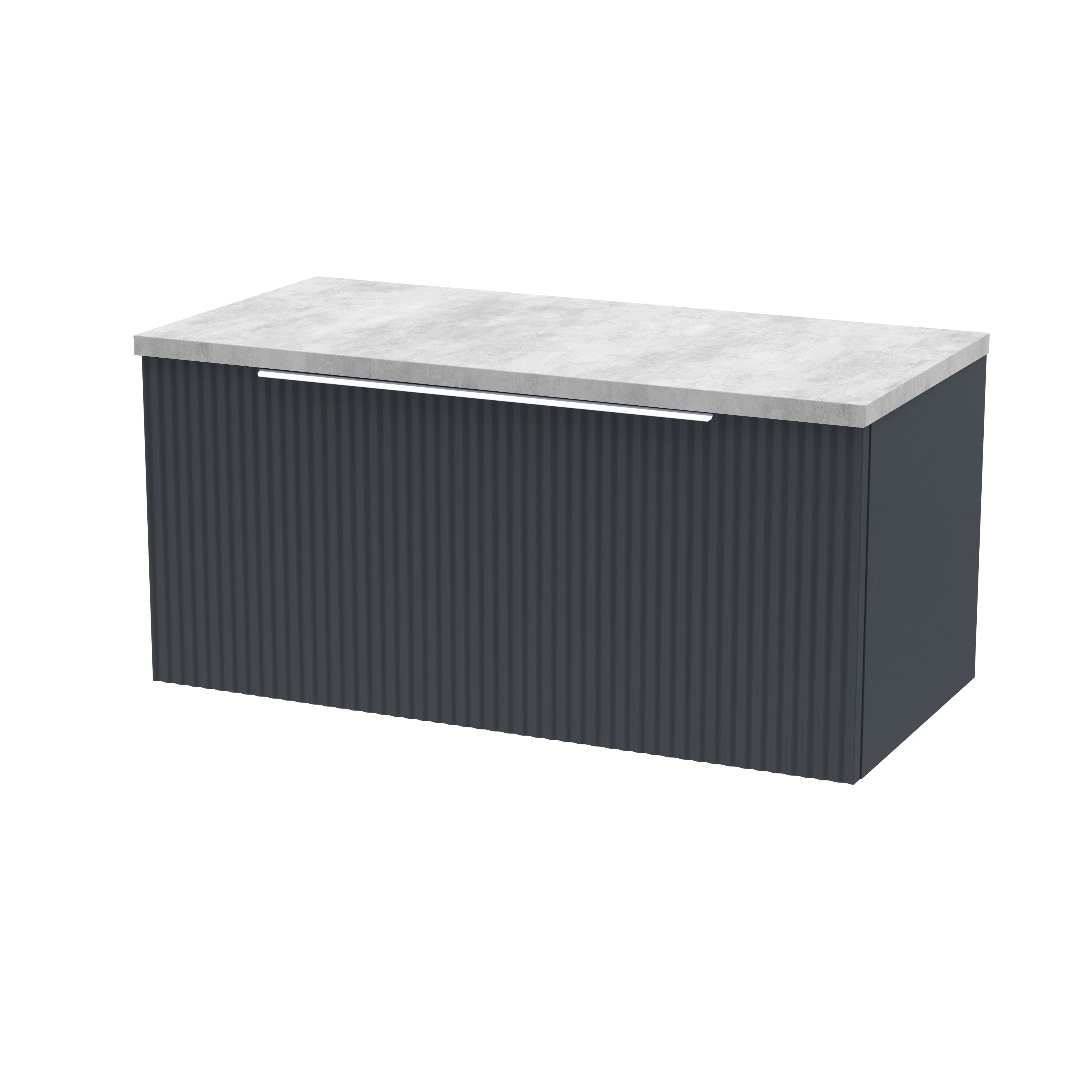 Hudson Reed Fluted 800mm Wall Hung Single Drawer Vanity & Laminate Top - Satin Anthracite