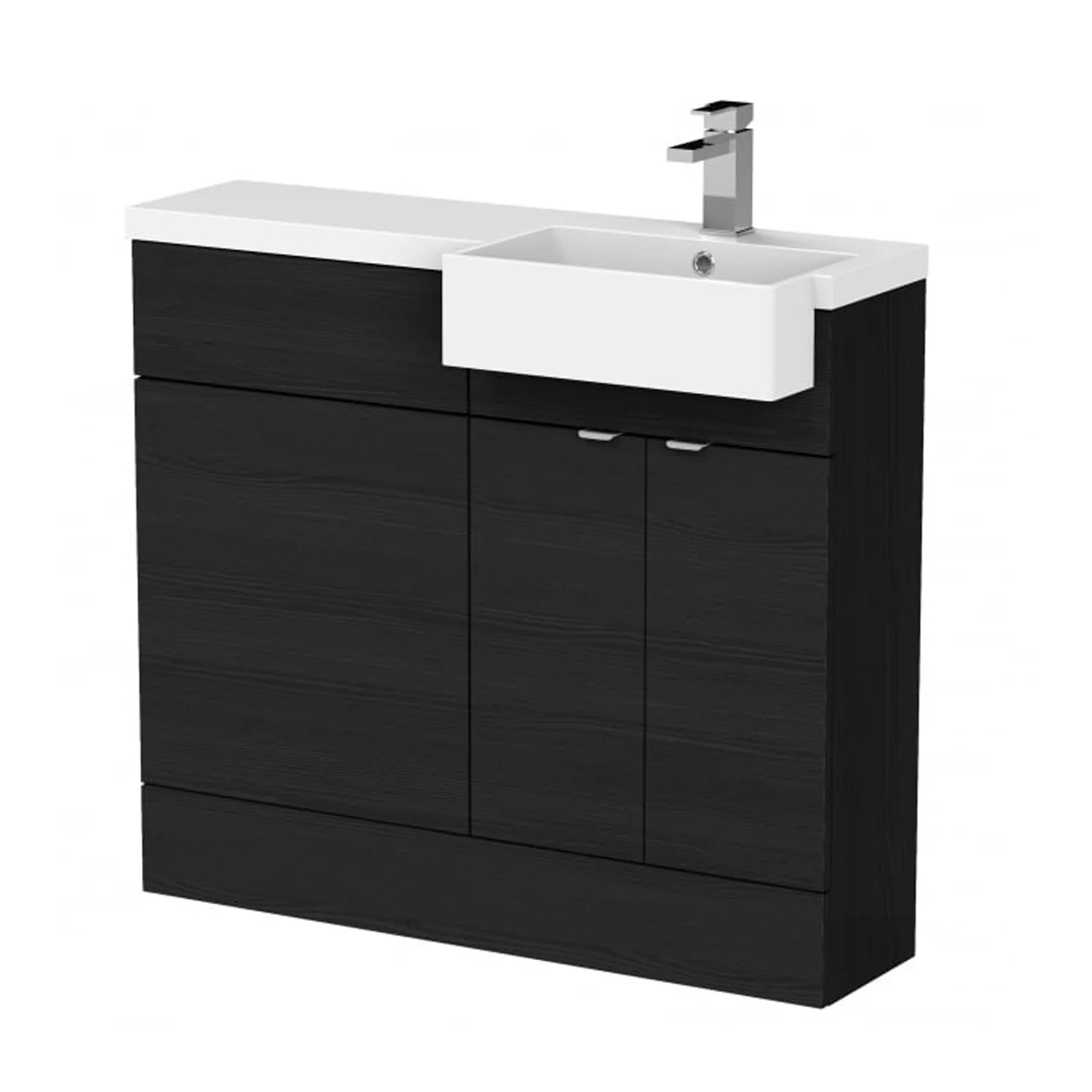 Hudson Reed Fusion Floorstanding Combination Unit & Semi Recessed Square Basin 1000mm (2-Door) - Charcoal Black