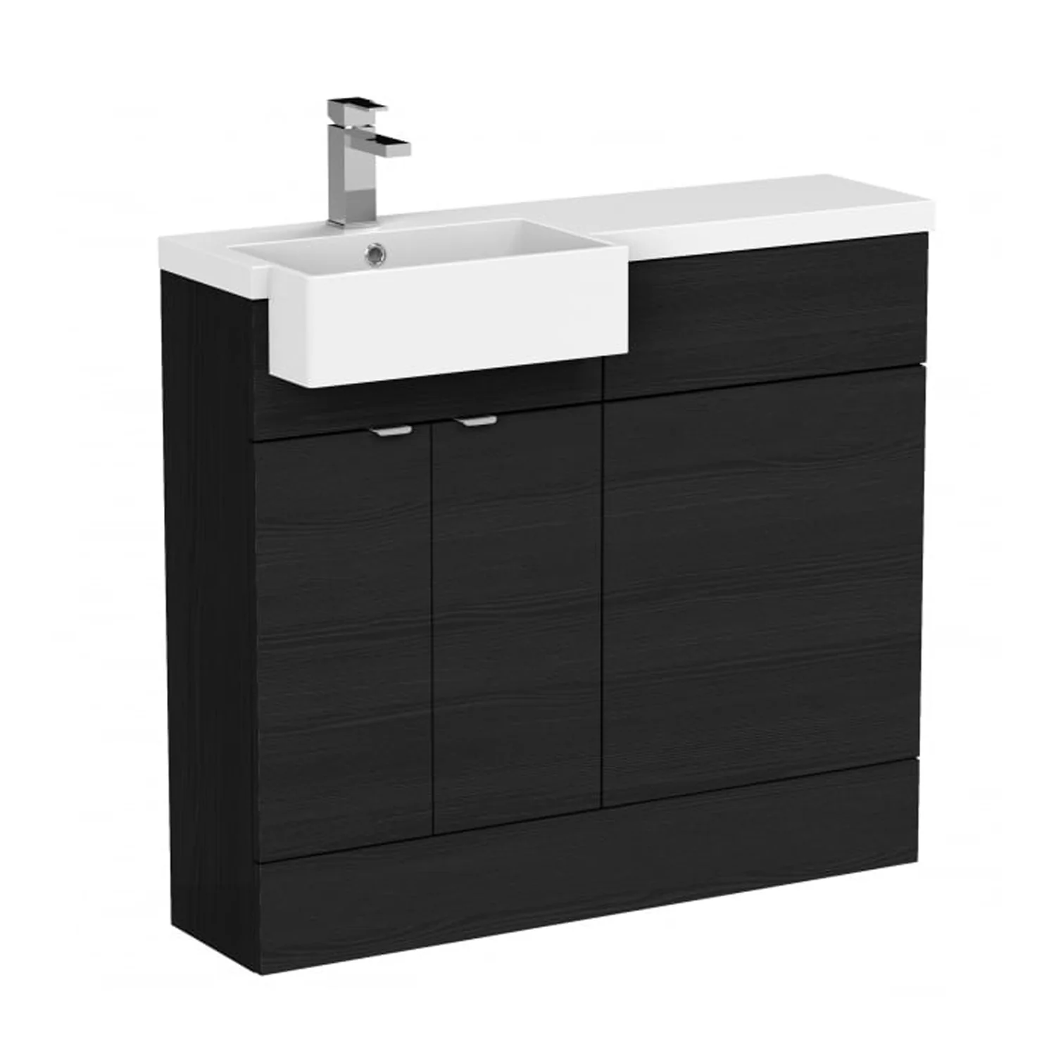 Hudson Reed Fusion Floorstanding Combination Unit & Semi Recessed Square Basin 1000mm (2-Door) - Charcoal Black - Image 2