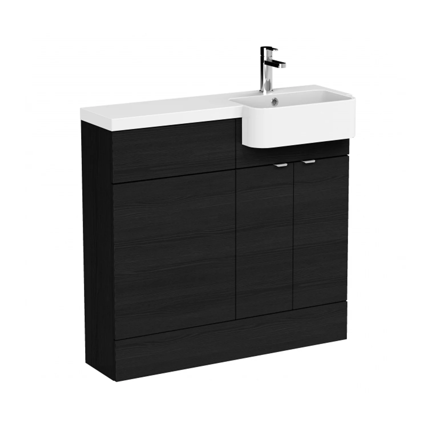 Hudson Reed Fusion Floorstanding Combination Unit & Semi Recessed Round Basin 1000mm (2-Door) - Charcoal Black - Image 2