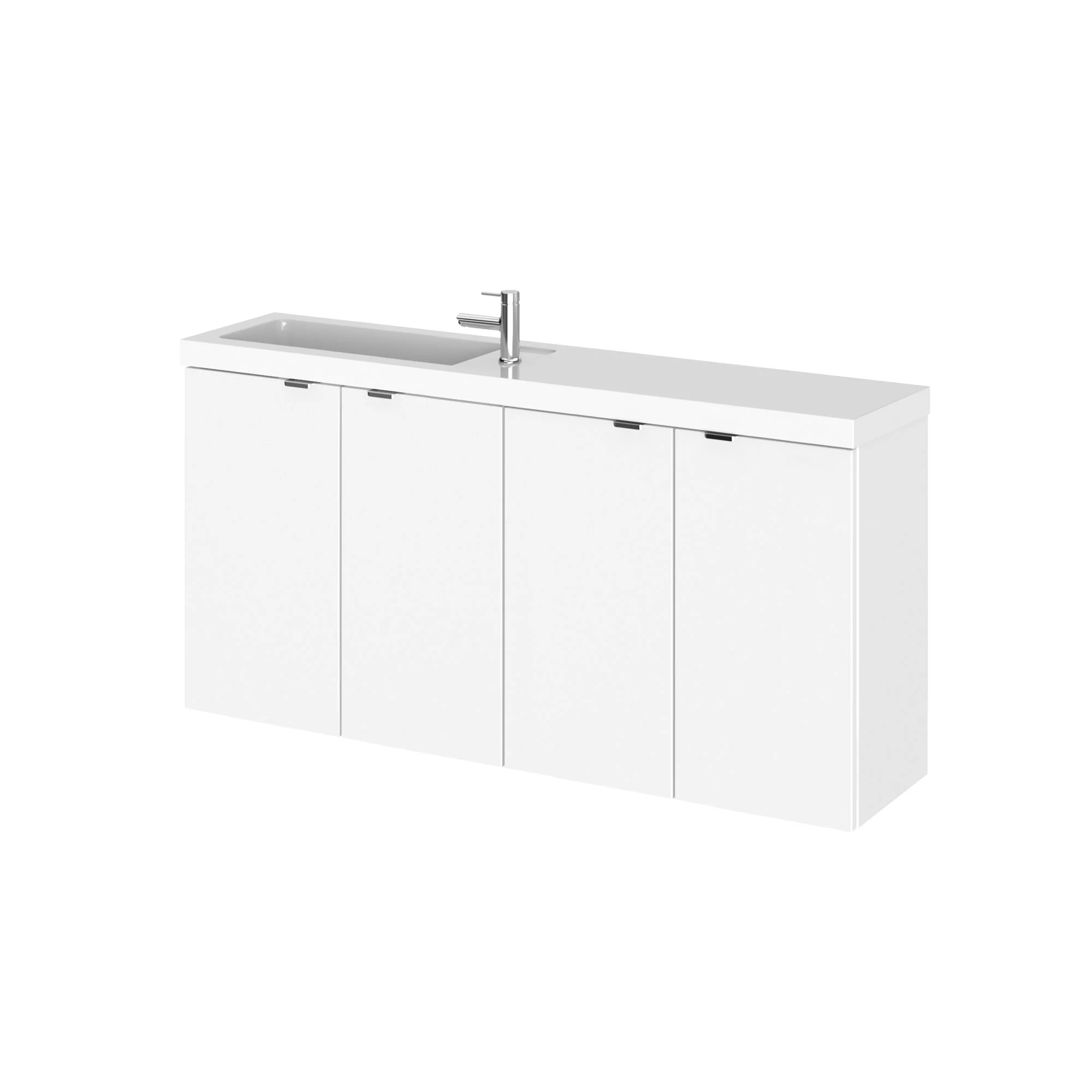 Hudson Reed Fusion Wall Hung Vanity Unit & Straight Basin 1000mm (4 Door) - Gloss White (Compact)