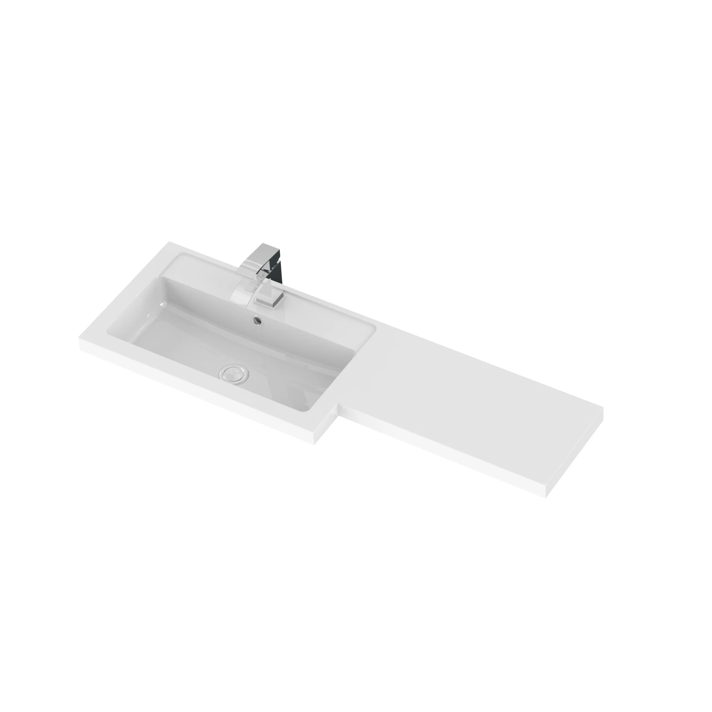 Hudson Reed Fusion Floorstanding Combination Unit & L-Shape Polymarble Basin 1000mm (2-Door) Left - Gloss Grey - Image 2