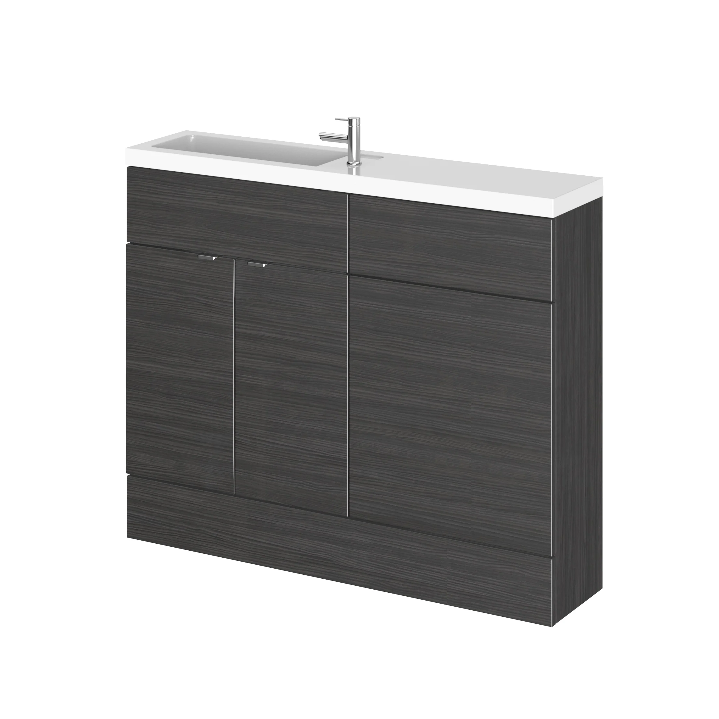 Hudson Reed Fusion Floorstanding Combination Unit & Straight Basin 1100mm (2-Door) - Charcoal Black (Compact)