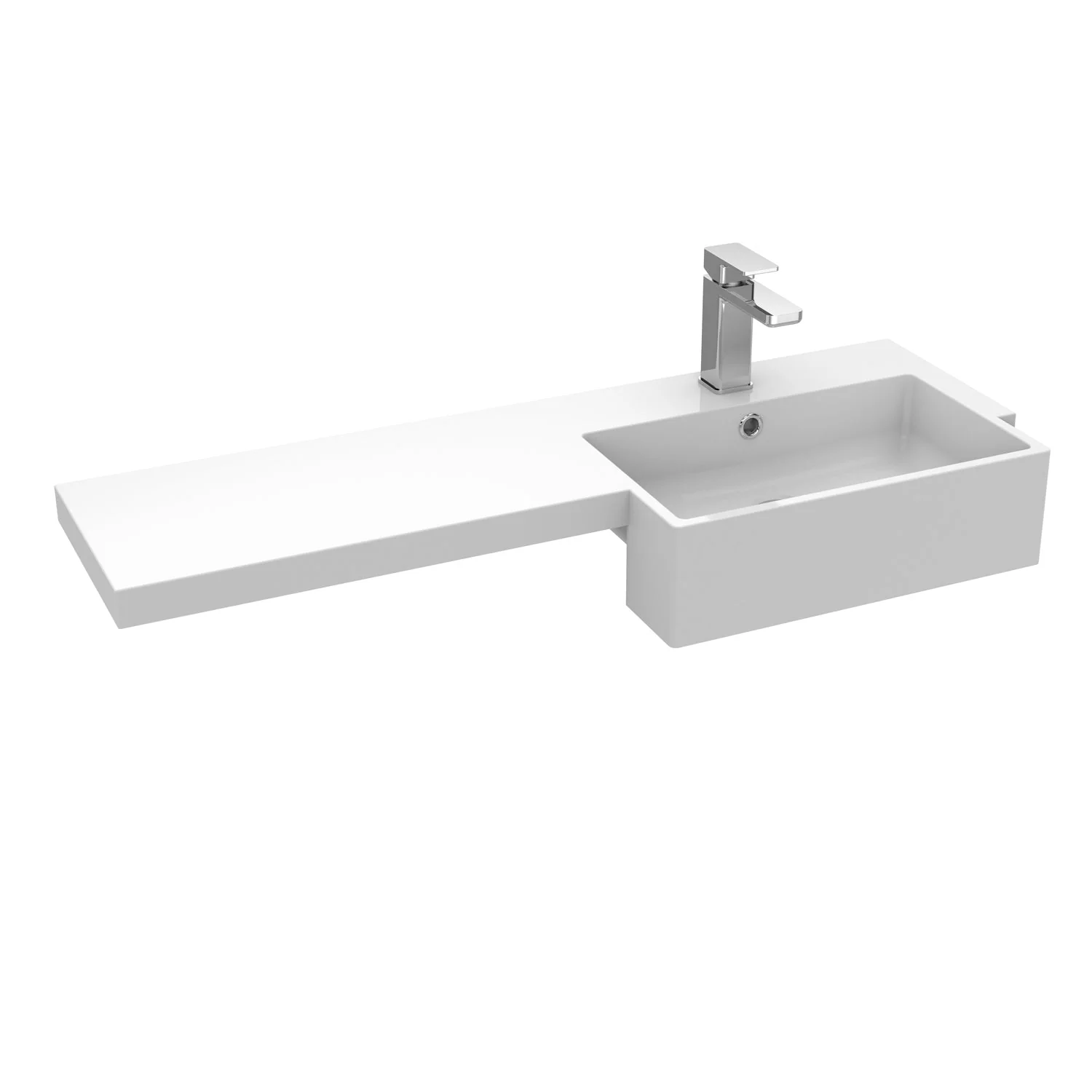 Hudson Reed Fusion Floorstanding Combination Unit & Semi Recessed Square Basin 1100mm (2-Door) - Gloss Grey - Image 4