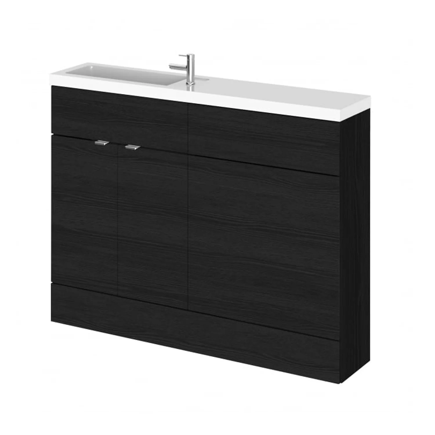 Hudson Reed Fusion Floorstanding Combination Unit & Straight Basin 1200mm (2-Door) - Charcoal Black (Compact)