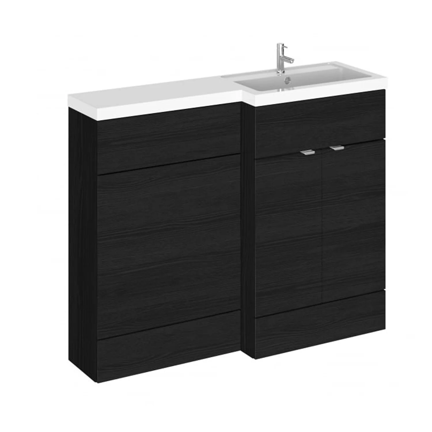 Hudson Reed Fusion Floorstanding Combination Unit & L-Shape Polymarble Basin 1200mm (2-Door) - Charcoal Black - Image 2