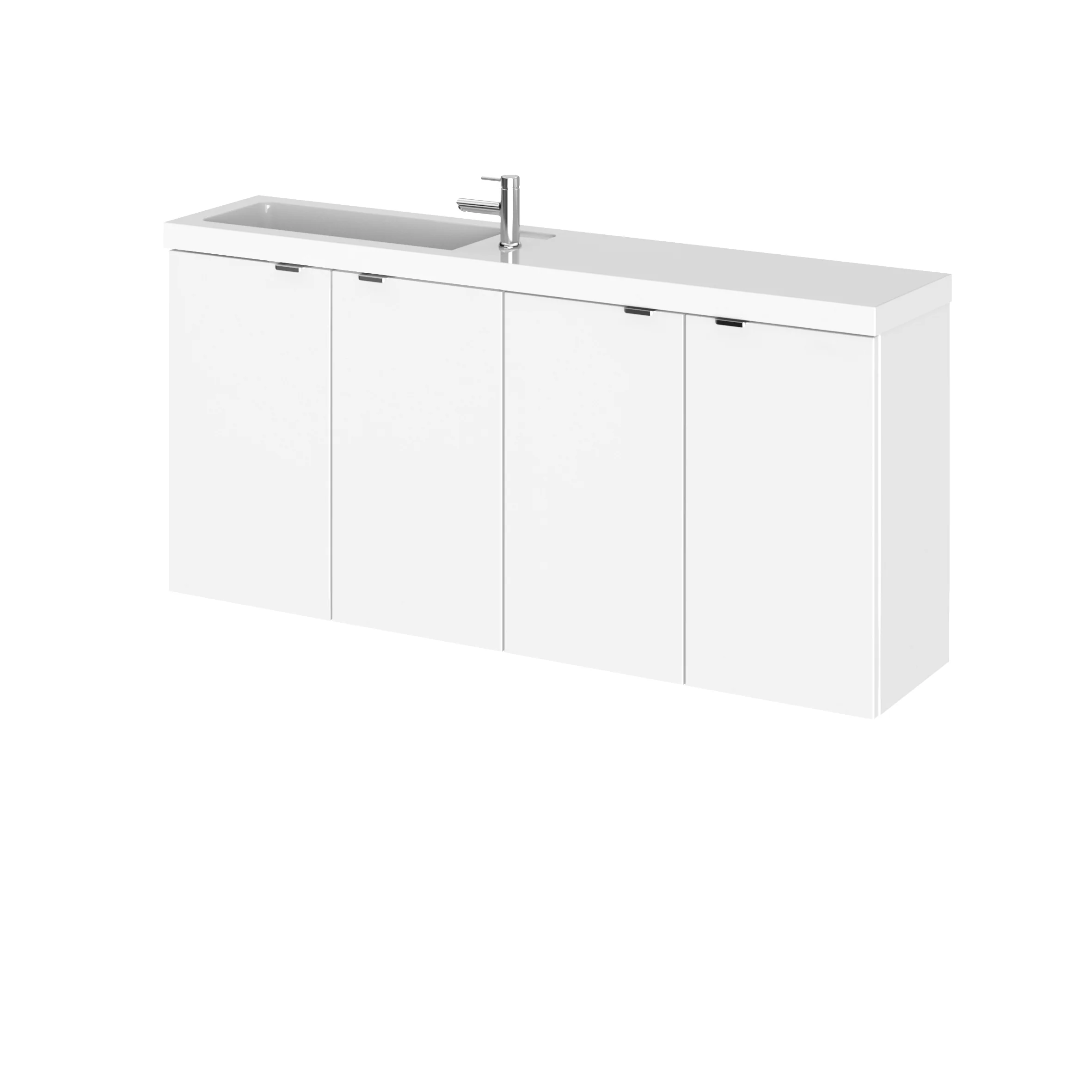 Hudson Reed Fusion Wall Hung Vanity Unit & Straight Basin 1200mm (4 Door) - Gloss White (Compact)