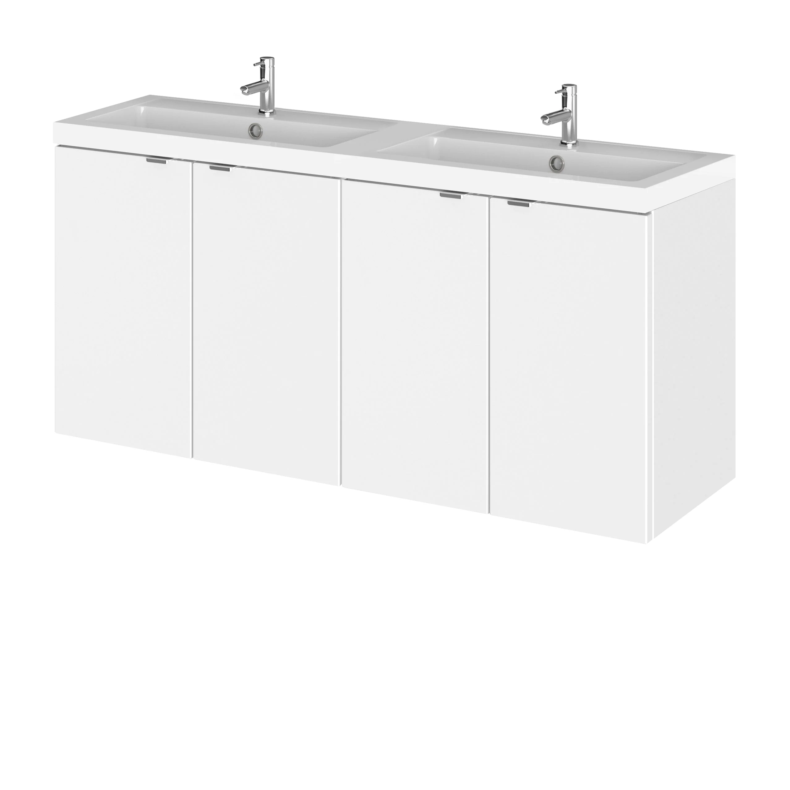 Hudson Reed Fusion Wall Hung Vanity Unit & Polymarble Basin 1200mm (4 Door) - Gloss White