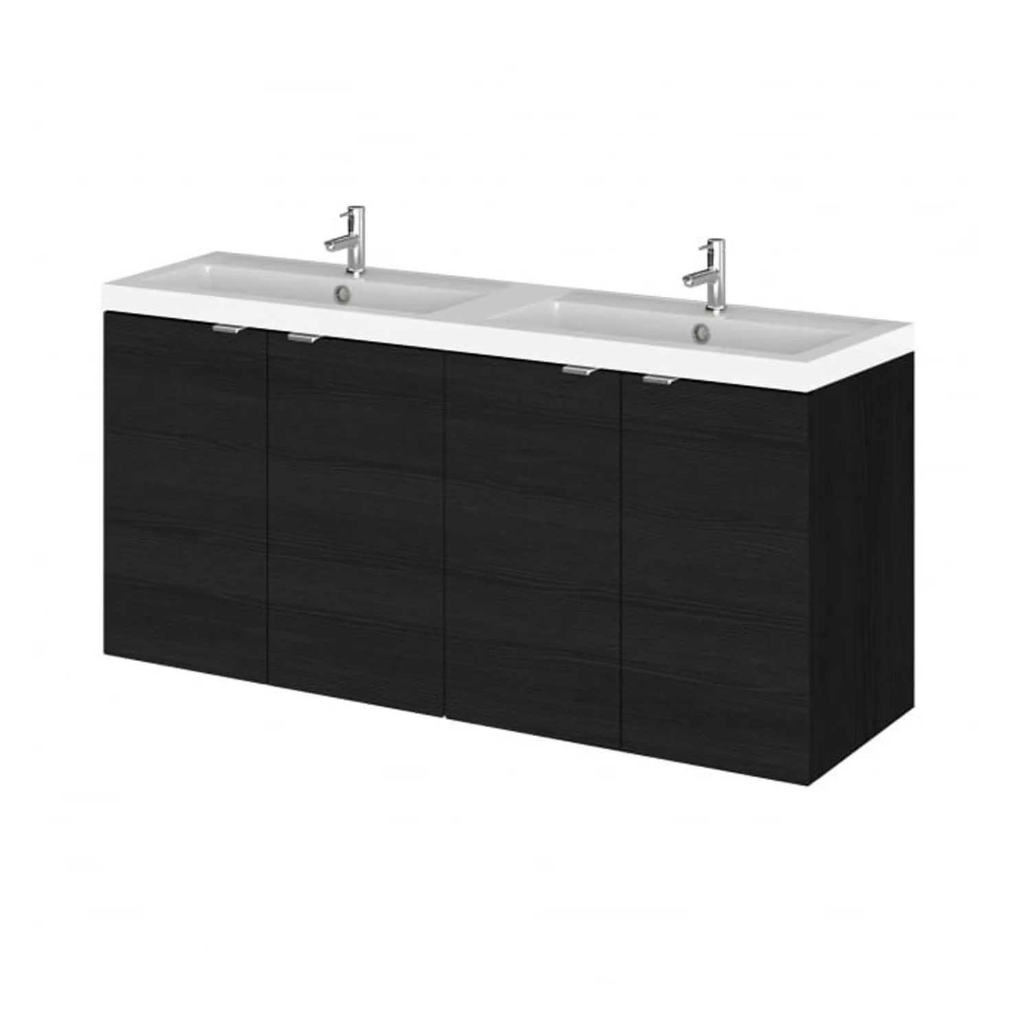 Hudson Reed Fusion Wall Hung Vanity Unit & Polymarble Basin 1200mm (4 Door) - Charcoal Black