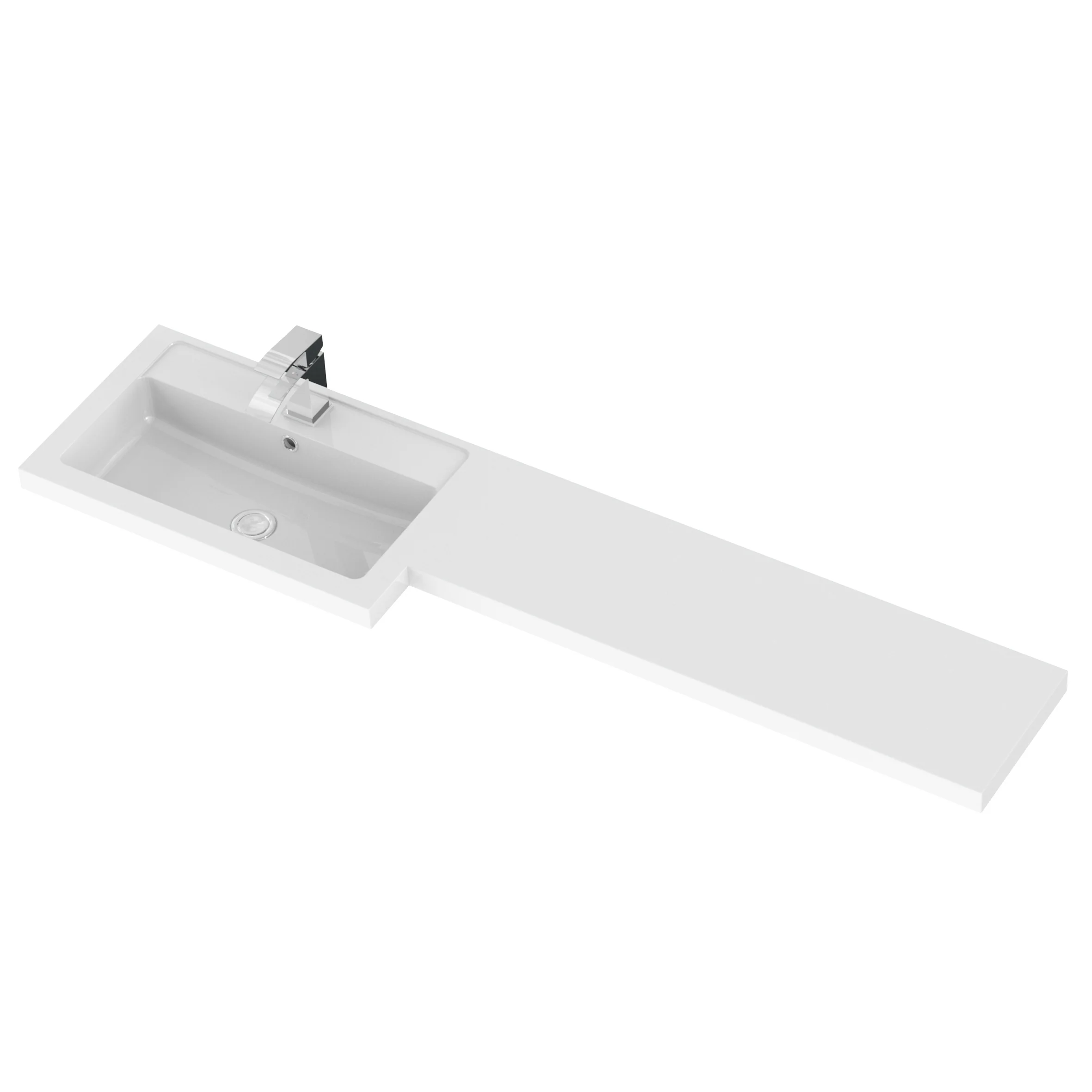 Hudson Reed Fusion Floorstanding Combination Unit with 500mm WC Unit & L-Shape Polymarble Basin 1500mm (3 Door) - Gloss White - Image 3