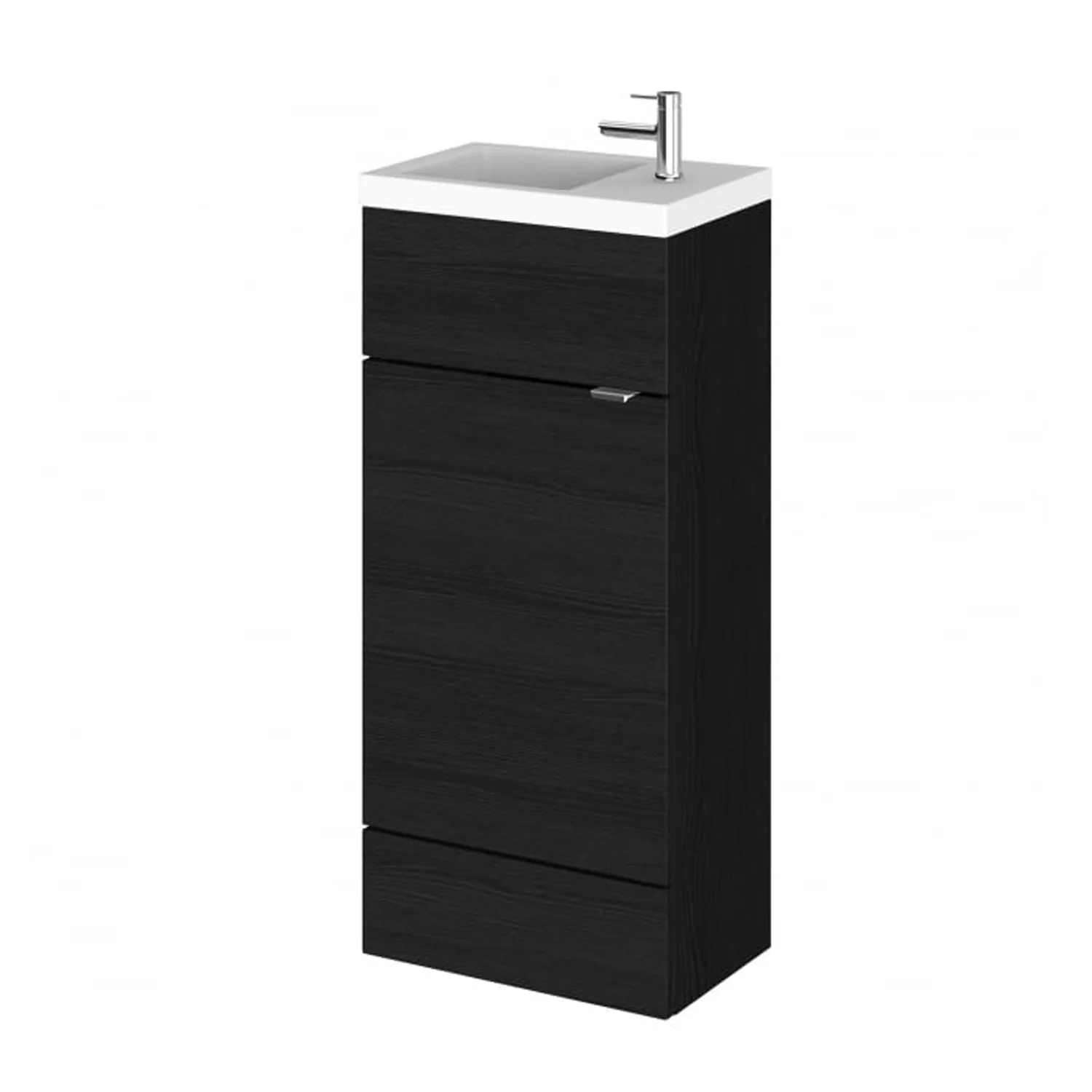 Hudson Reed Fusion Floorstanding Vanity Unit & Side Tap Basin 400mm (1 Door) - Charcoal Black (Compact)