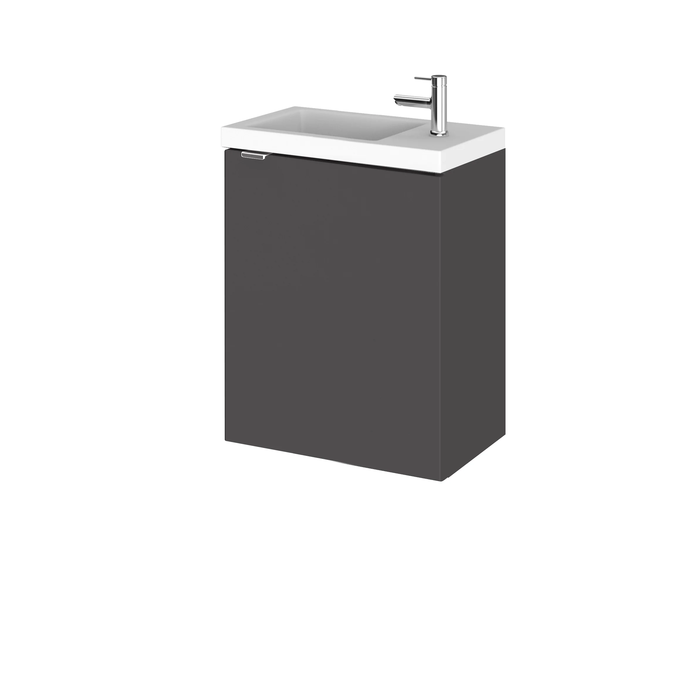 Hudson Reed Fusion Wall Hung Vanity Unit & Side Tap Basin 400mm (1 Door) - Gloss Grey (Compact)