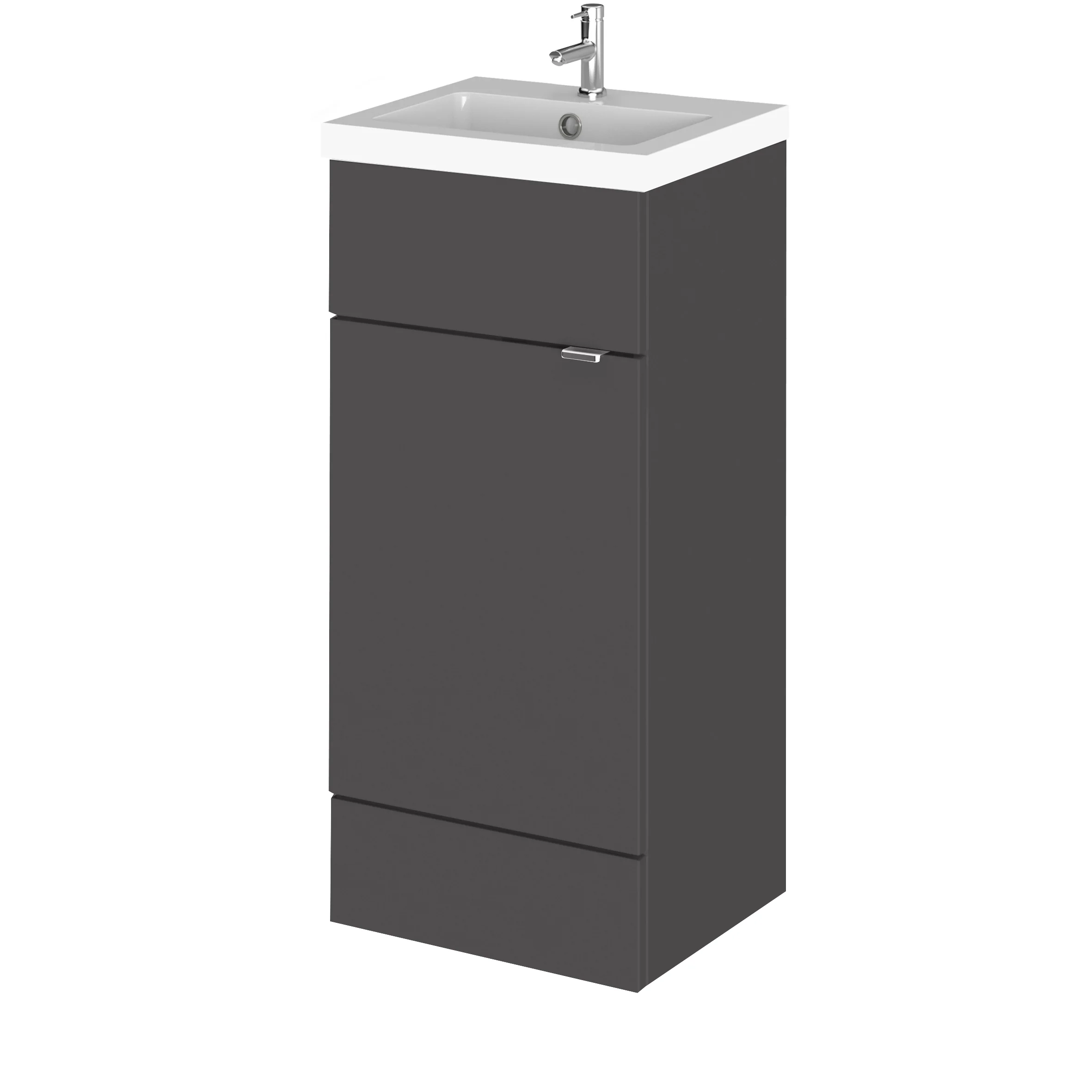 Hudson Reed Fusion Floorstanding Vanity Unit & Polymarble Basin 400mm (1 Door) - Gloss Grey