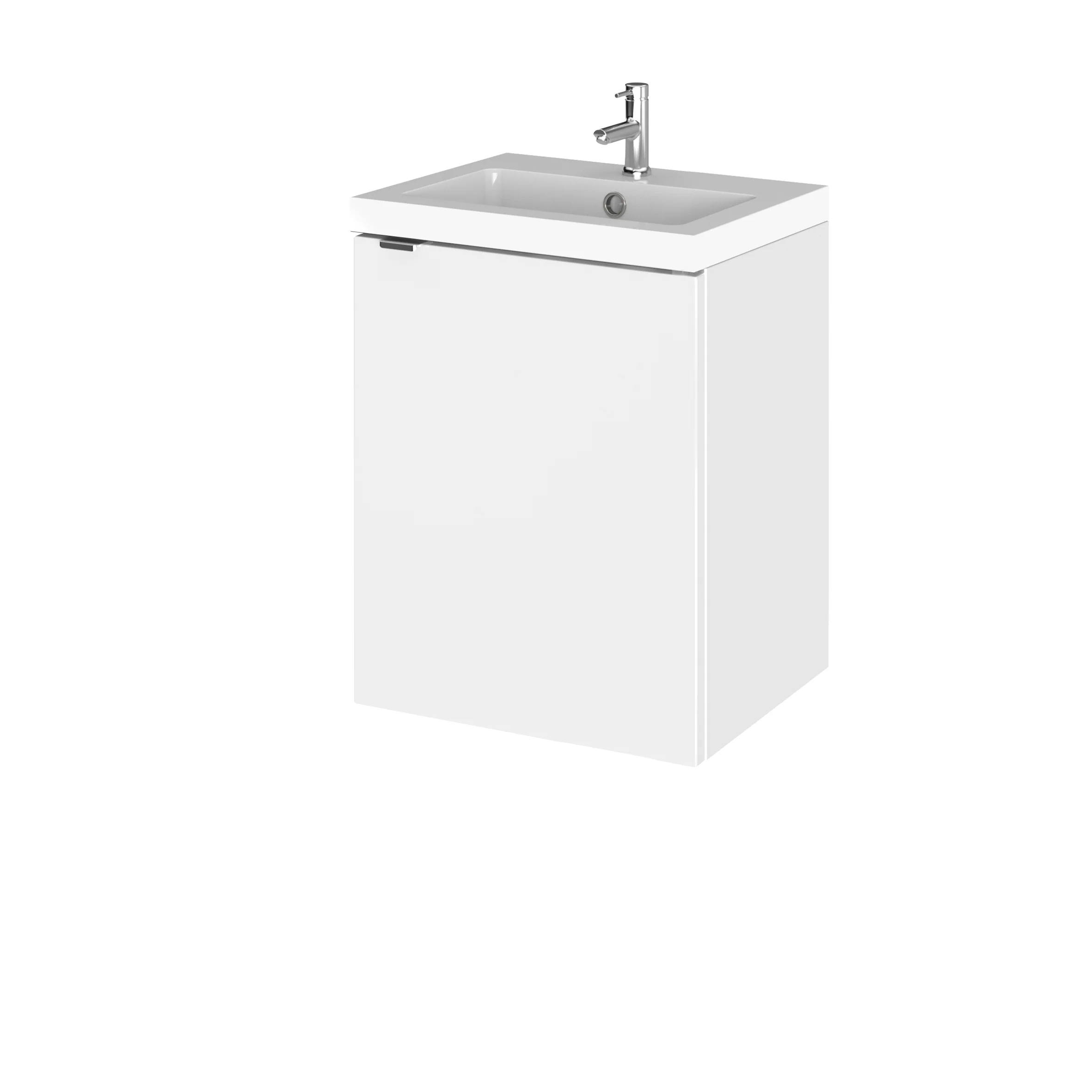 Hudson Reed Fusion Wall Hung Vanity Unit & Polymarble Basin 400mm (1 Door) - Gloss White