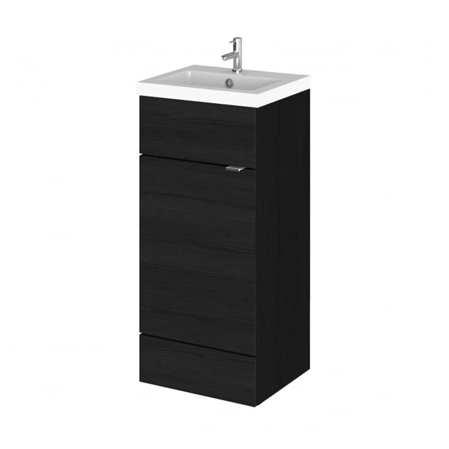 Hudson Reed Fusion Floorstanding Vanity Unit & Polymarble Basin 400mm (1 Door) - Charcoal Black