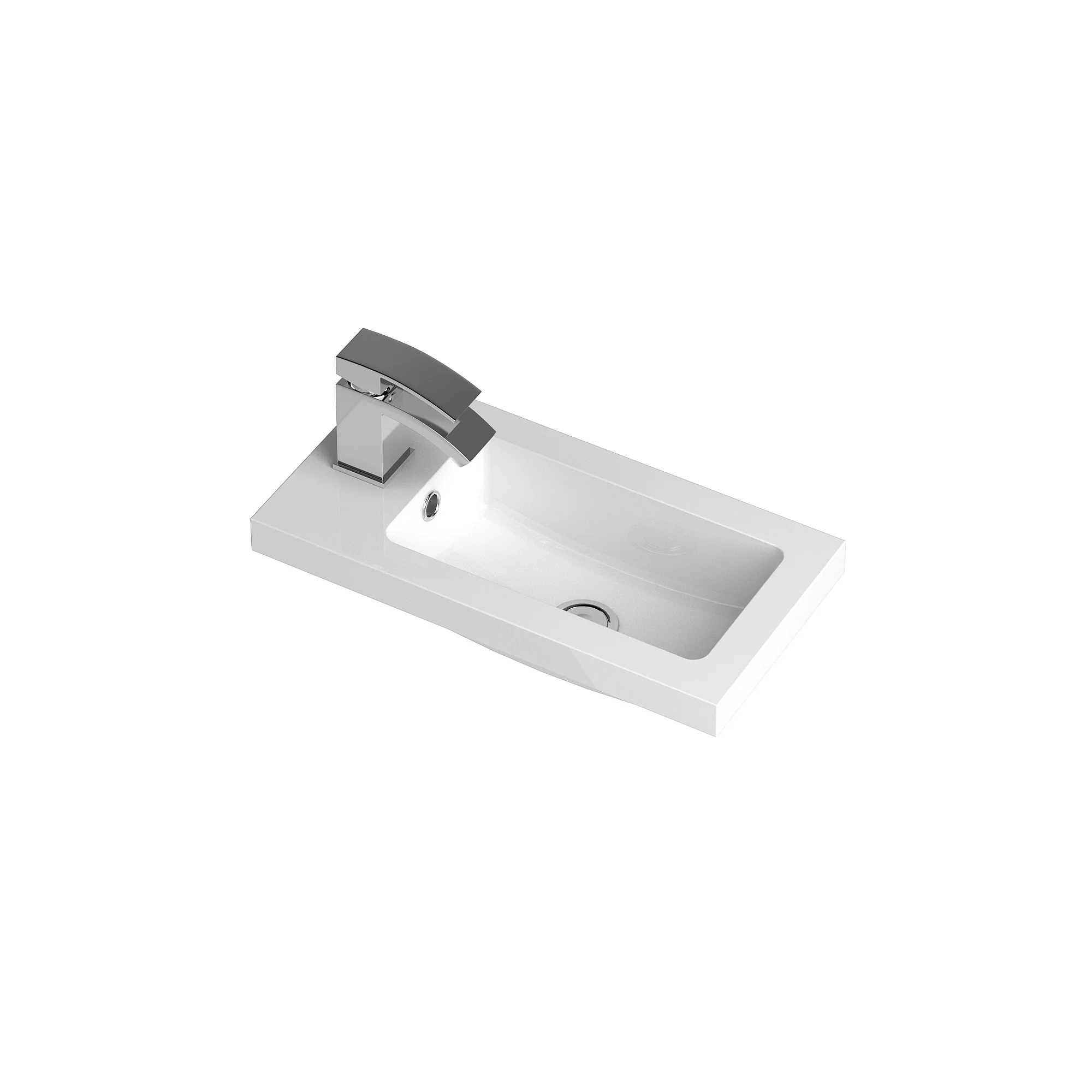 Hudson Reed Fusion Floorstanding Vanity Unit & Side Tap Basin 500mm (2-Door) - Gloss Grey (Compact) - Image 2