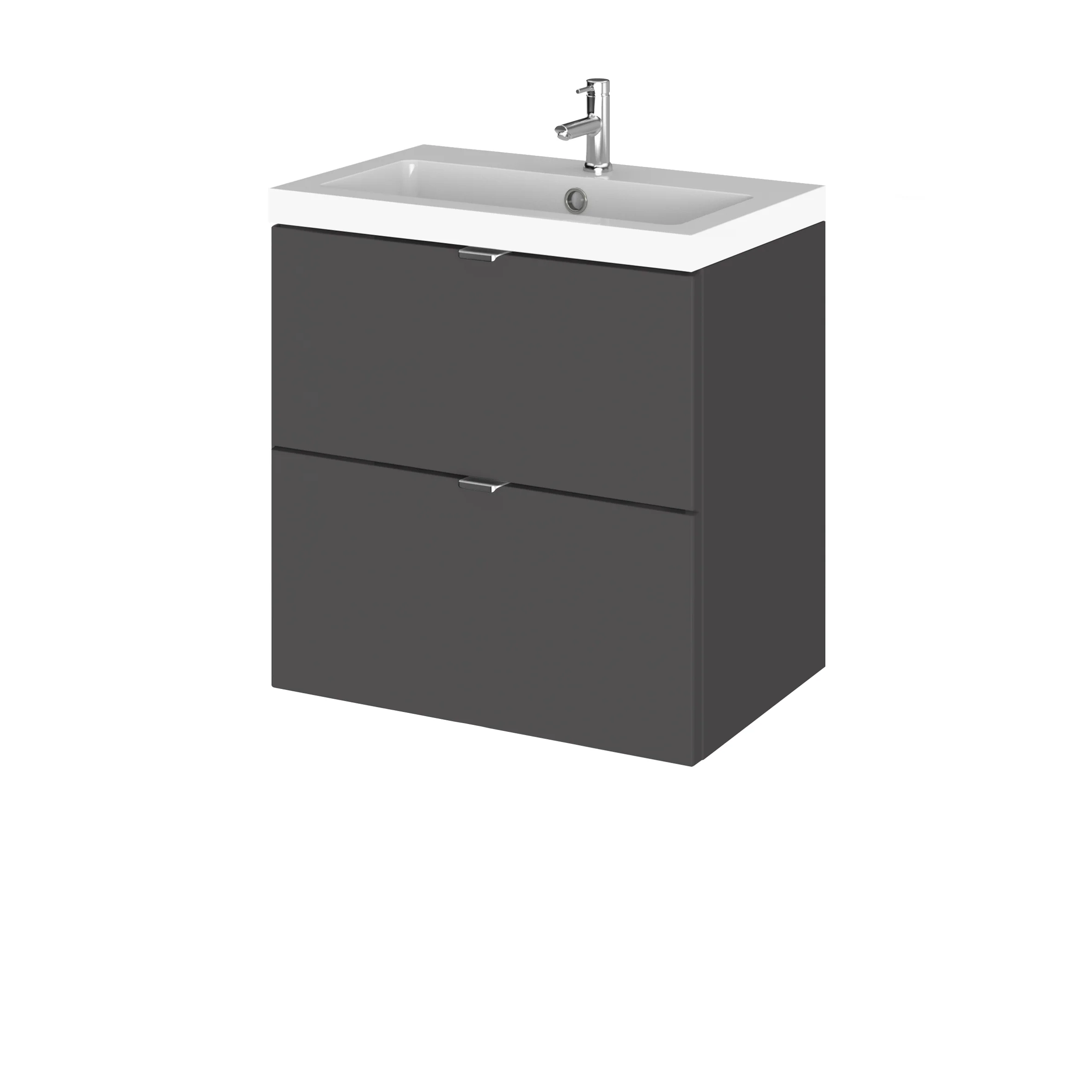 Hudson Reed Fusion Wall Hung Vanity Unit & Polymarble Basin 500mm (2-Drawer) - Gloss Grey