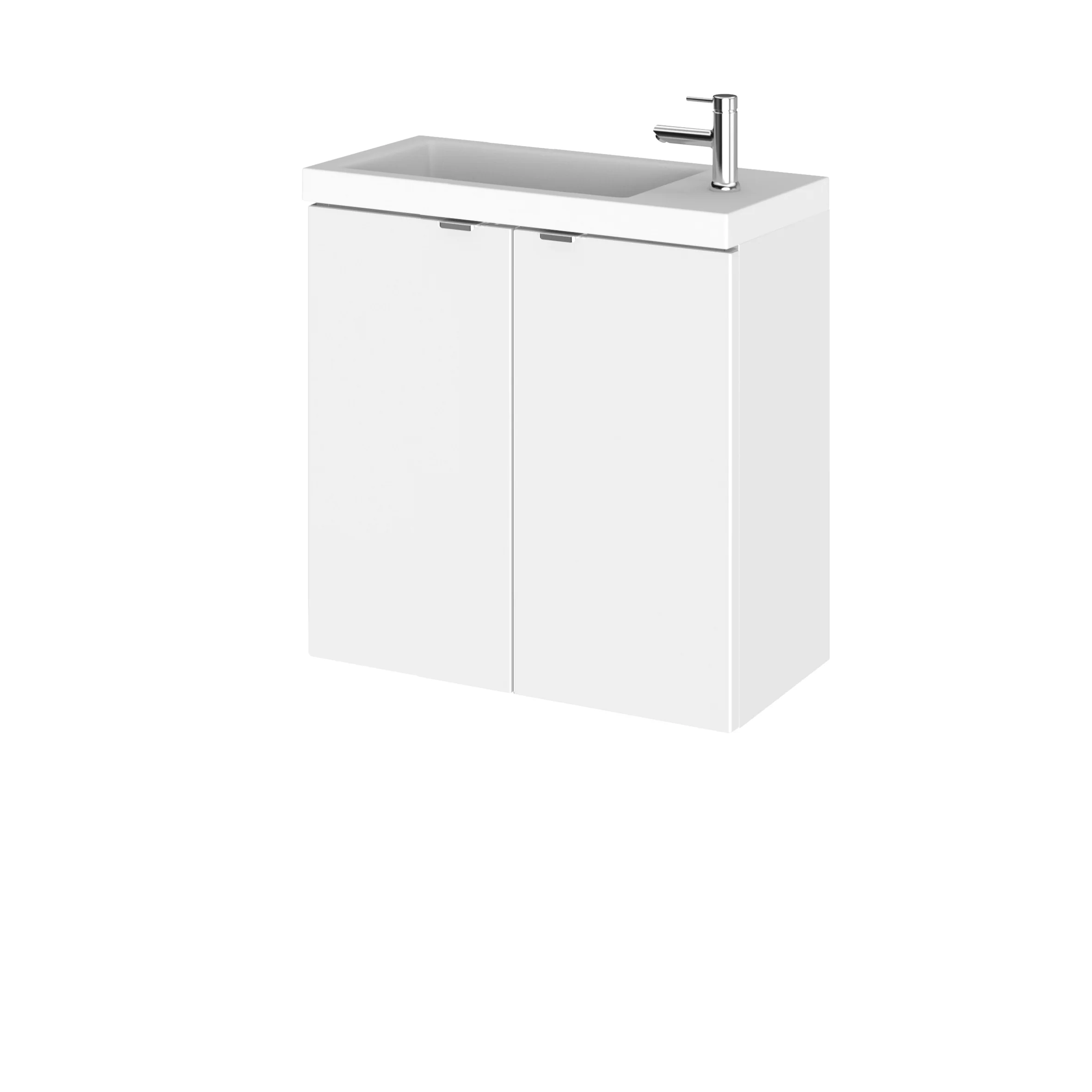 Hudson Reed Fusion Wall Hung Vanity Unit & Side Tap Basin 500mm (2-Door) - Gloss White (Compact)