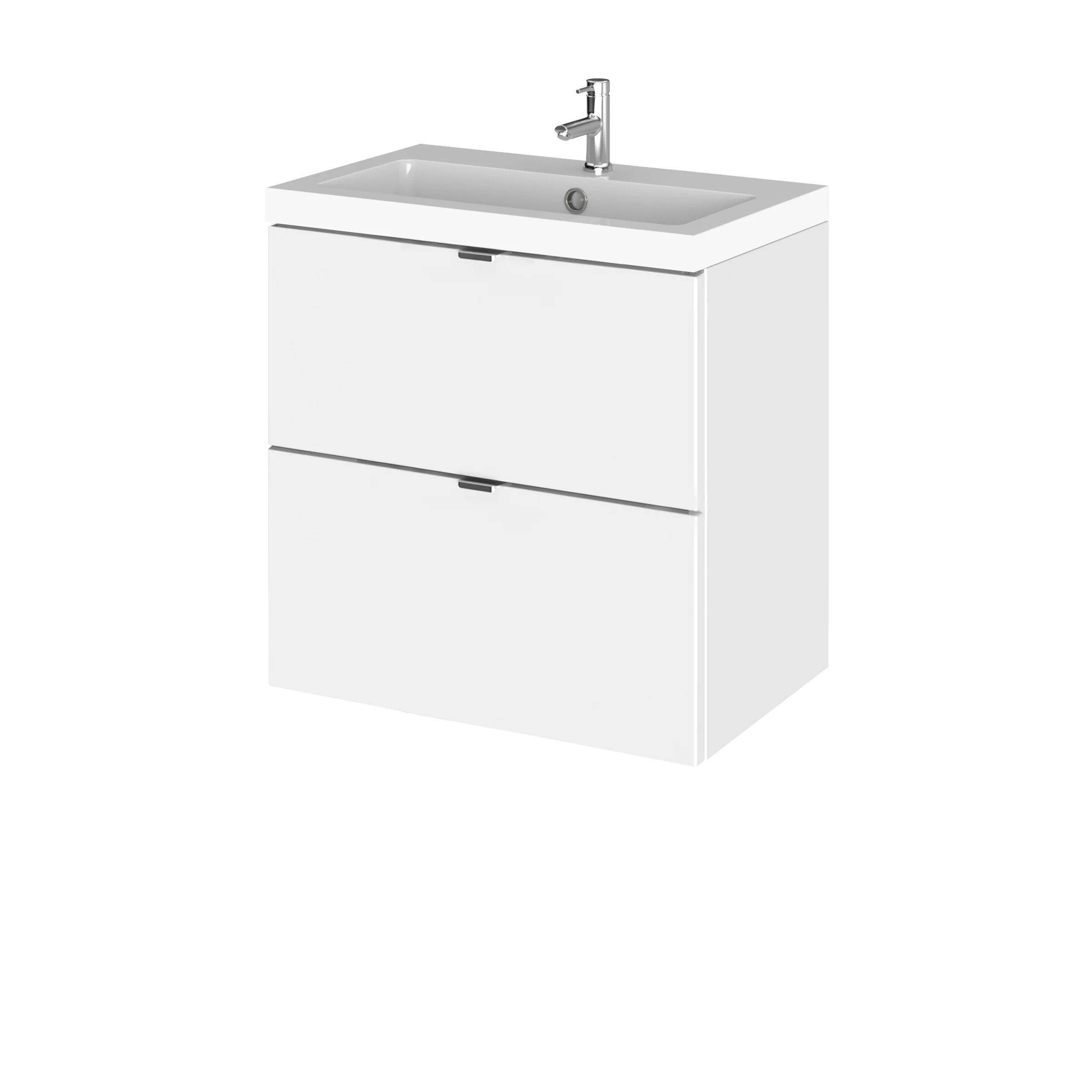 Hudson Reed Fusion Wall Hung Vanity Unit & Polymarble Basin 500mm (2-Drawer) - Gloss White