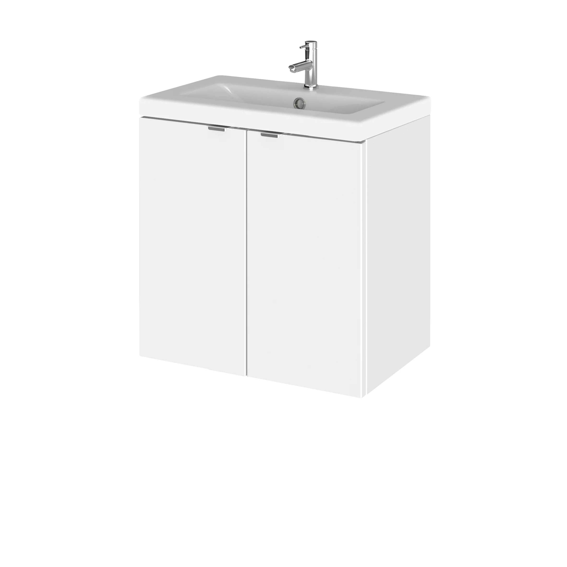 Hudson Reed Fusion Wall Hung Vanity Unit & Ceramic Basin 500mm (2-Door) - Gloss White