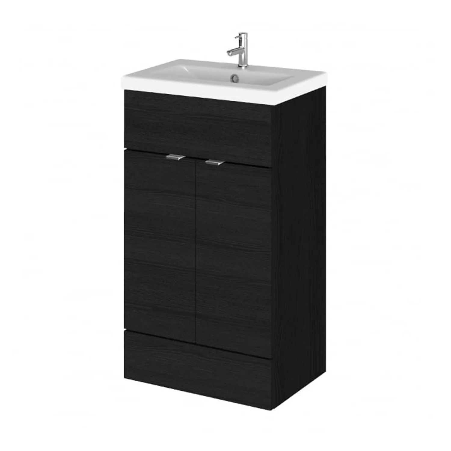 Hudson Reed Fusion Floorstanding Vanity Unit & Ceramic Basin 500mm (2-Door) - Charcoal Black