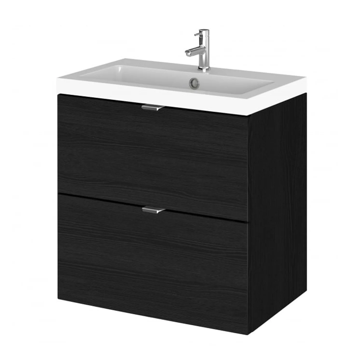 Hudson Reed Fusion Wall Hung Vanity Unit & Ceramic Basin 500mm (2-Drawer) - Charcoal Black