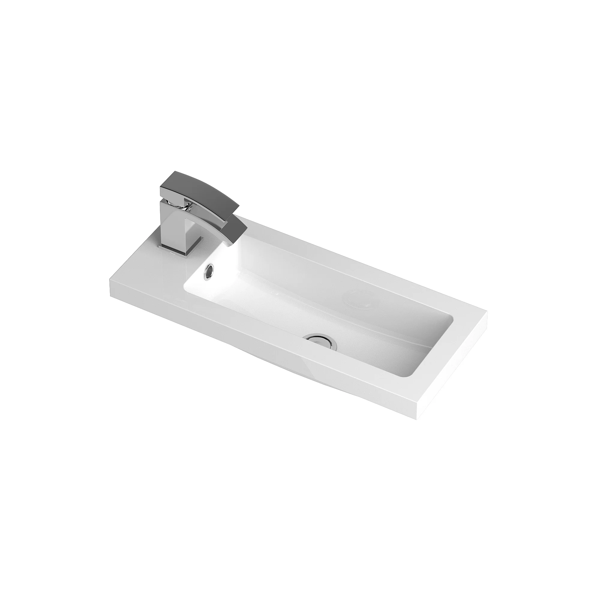 Hudson Reed Fusion Floorstanding Vanity Unit & Side Tap Basin 600mm (2-Door) - Gloss White (Compact) - Image 2