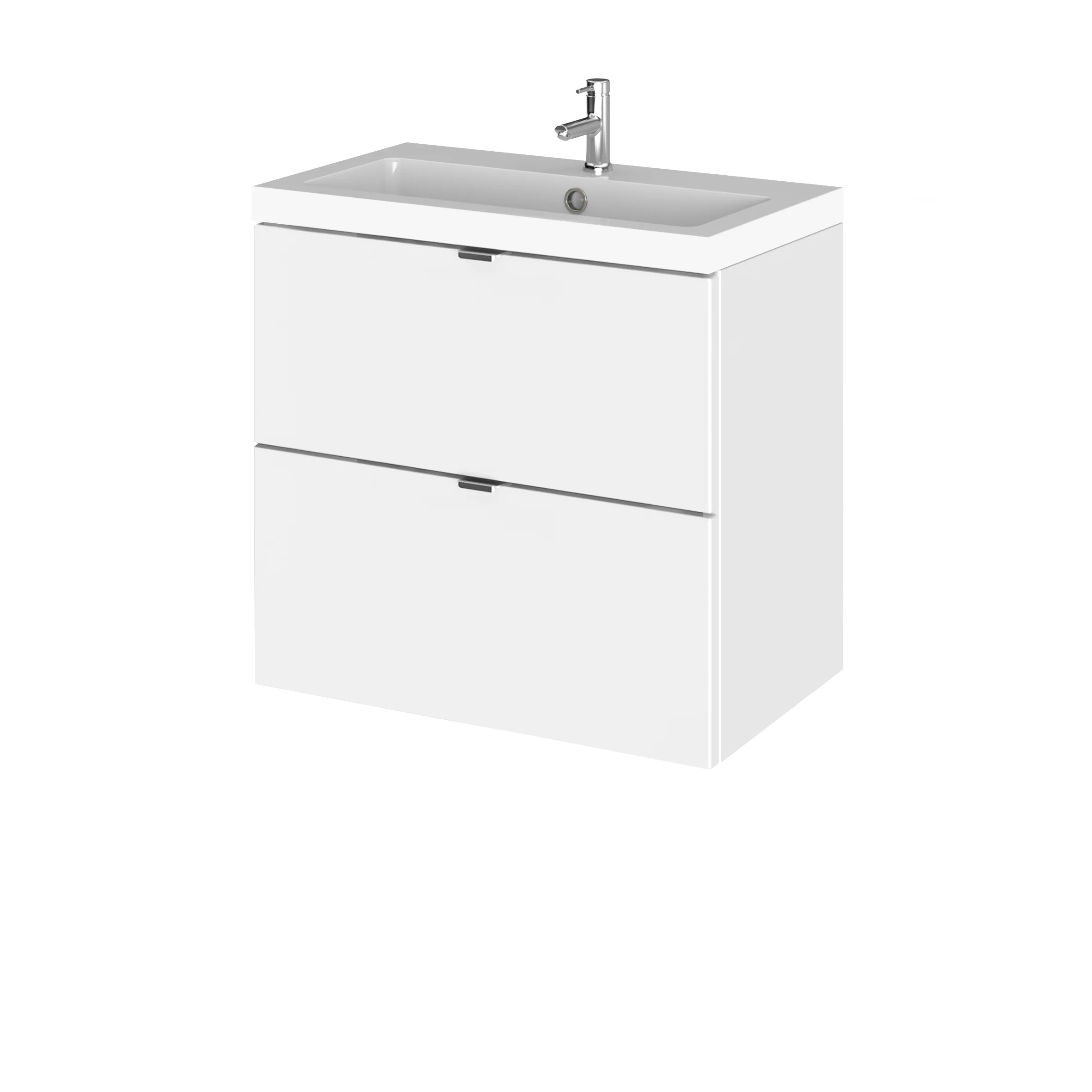 Hudson Reed Fusion Wall Hung Vanity Unit & Polymarble Basin 600mm (2-Drawer) - Gloss White