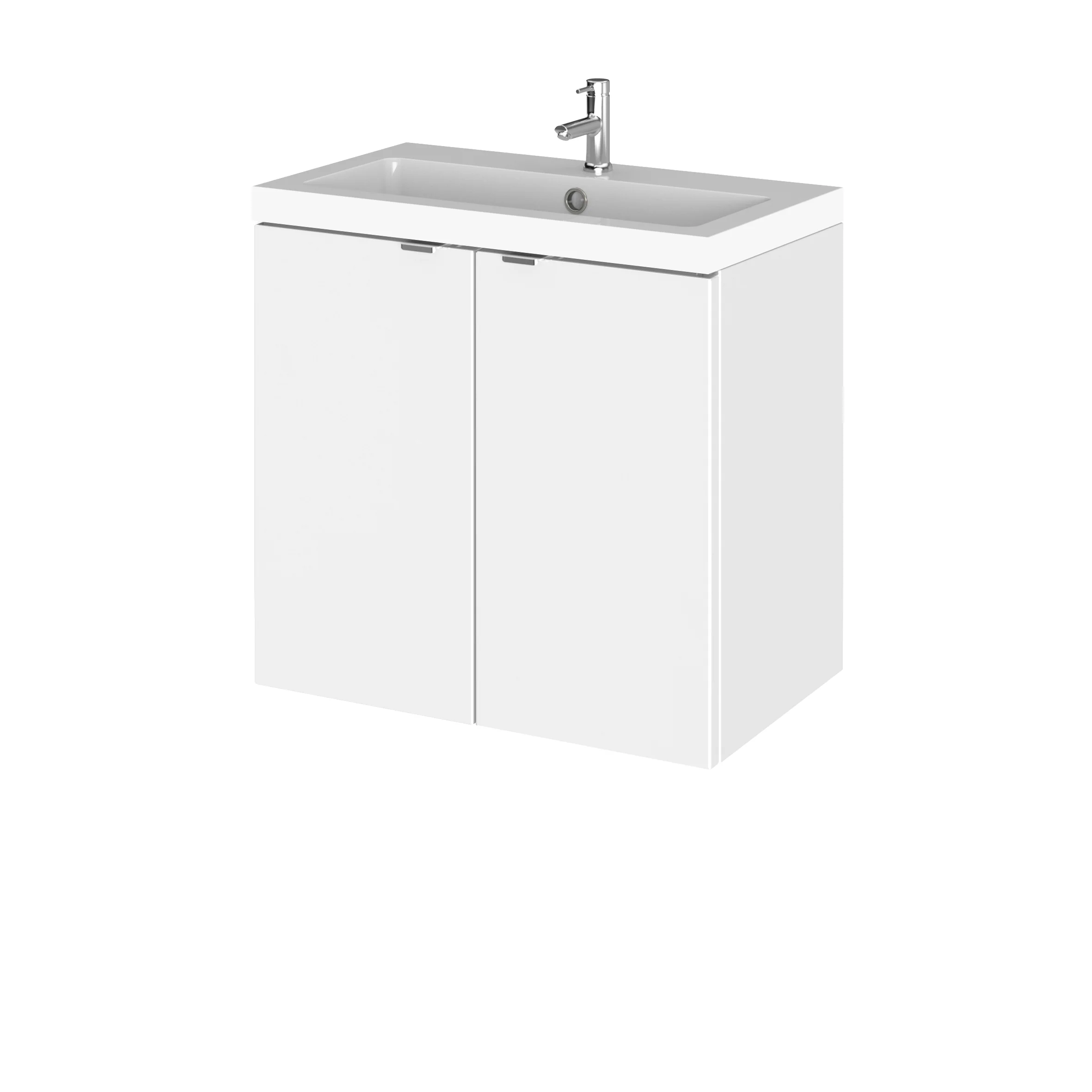 Hudson Reed Fusion Wall Hung Vanity Unit & Polymarble Basin 600mm (2-Door) - Gloss White