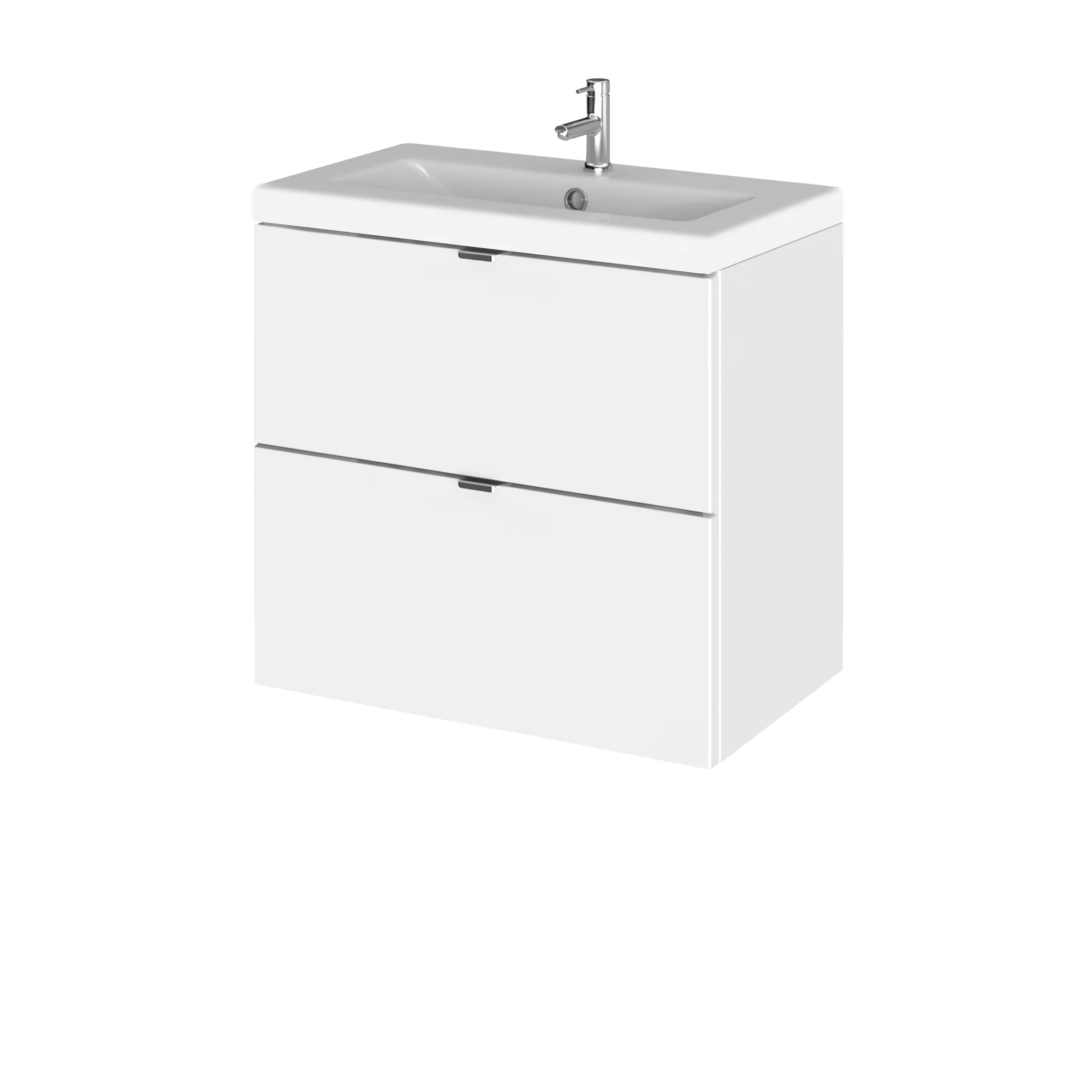 Hudson Reed Fusion Wall Hung Vanity Unit & Ceramic Basin 600mm (2-Drawer) - Gloss White