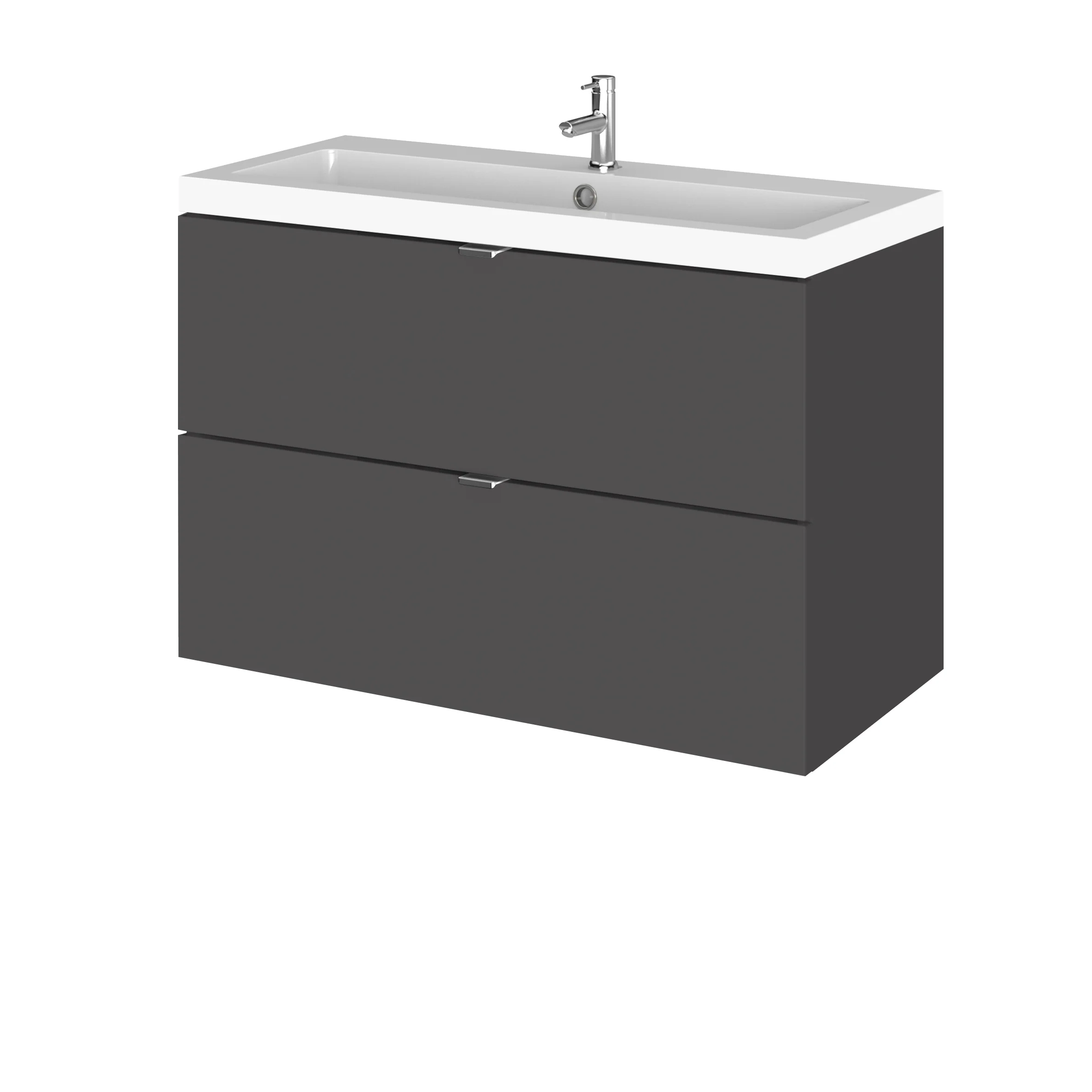 Hudson Reed Fusion Wall Hung Vanity Unit & Polymarble Basin 800mm (2-Drawer) - Gloss Grey