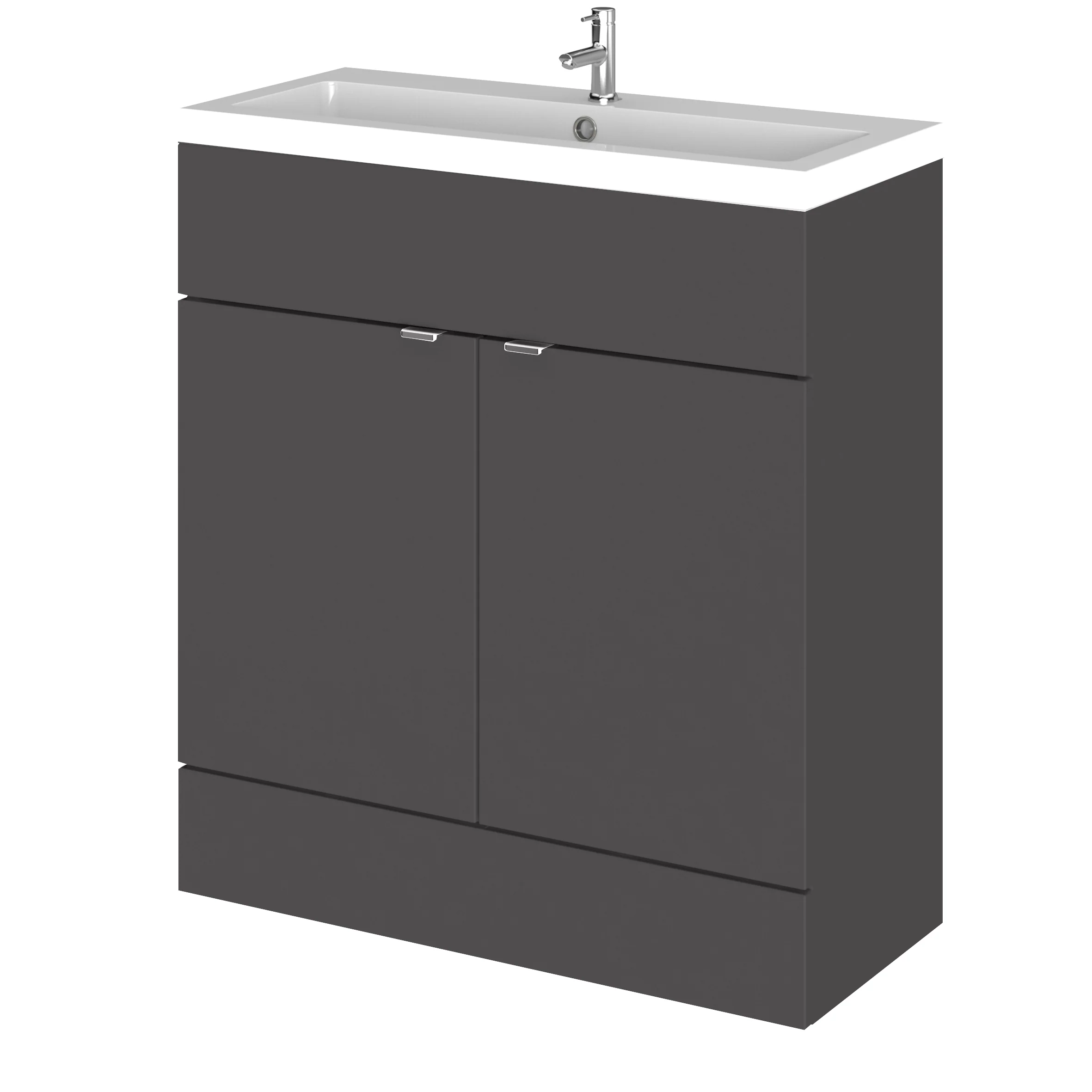 Hudson Reed Fusion Floorstanding Vanity Unit & Polymarble Basin 800mm (2-Door) - Gloss Grey