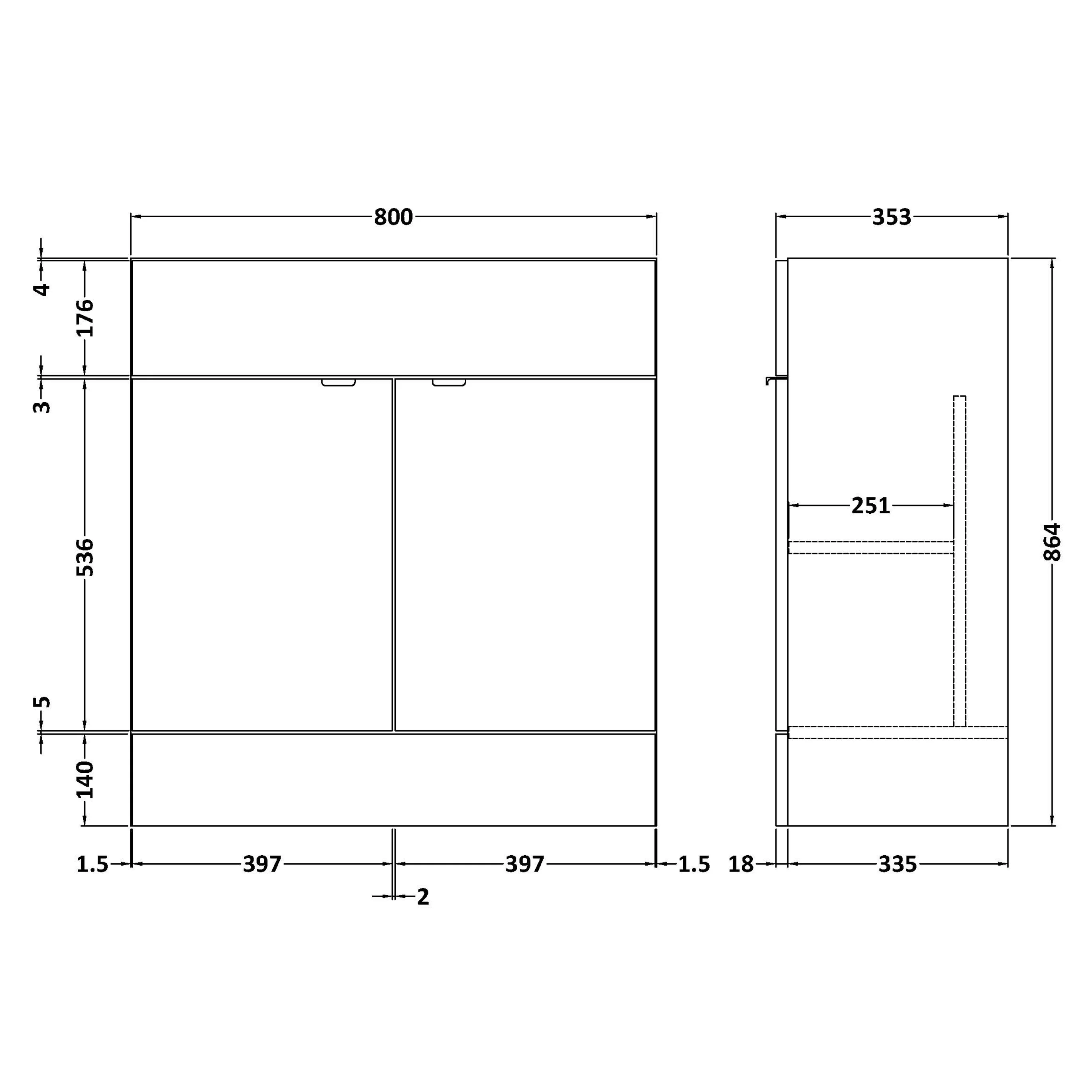 Hudson Reed Fusion Floorstanding Vanity Unit & Polymarble Basin 800mm (2-Door) - Gloss Grey - Image 3
