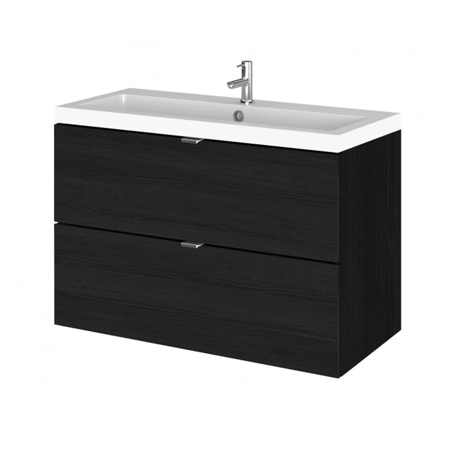 Hudson Reed Fusion Wall Hung Vanity Unit & Ceramic Basin 800mm (2-Drawer) - Charcoal Black