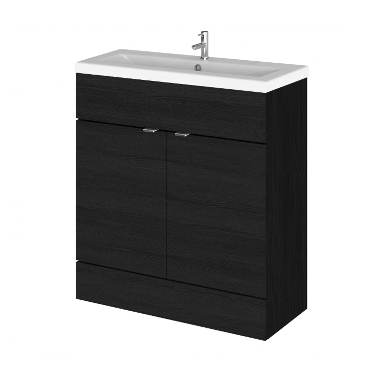 Hudson Reed Fusion Floorstanding Vanity Unit & Ceramic Basin 800mm (2-Door) - Charcoal Black