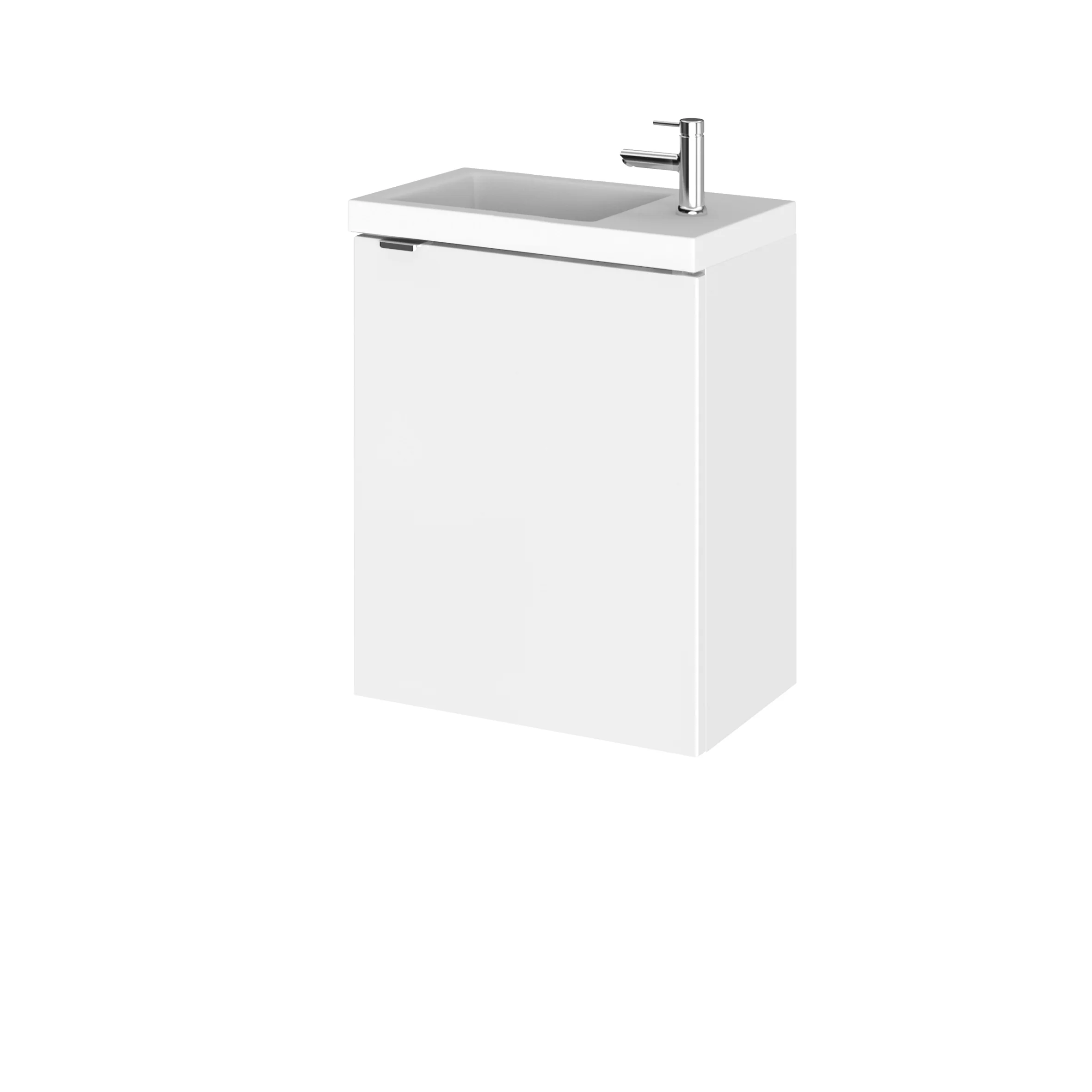 Hudson Reed Fusion Wall Hung Vanity Unit & Side Tap Basin 400mm (1 Door) - Gloss White (Compact)