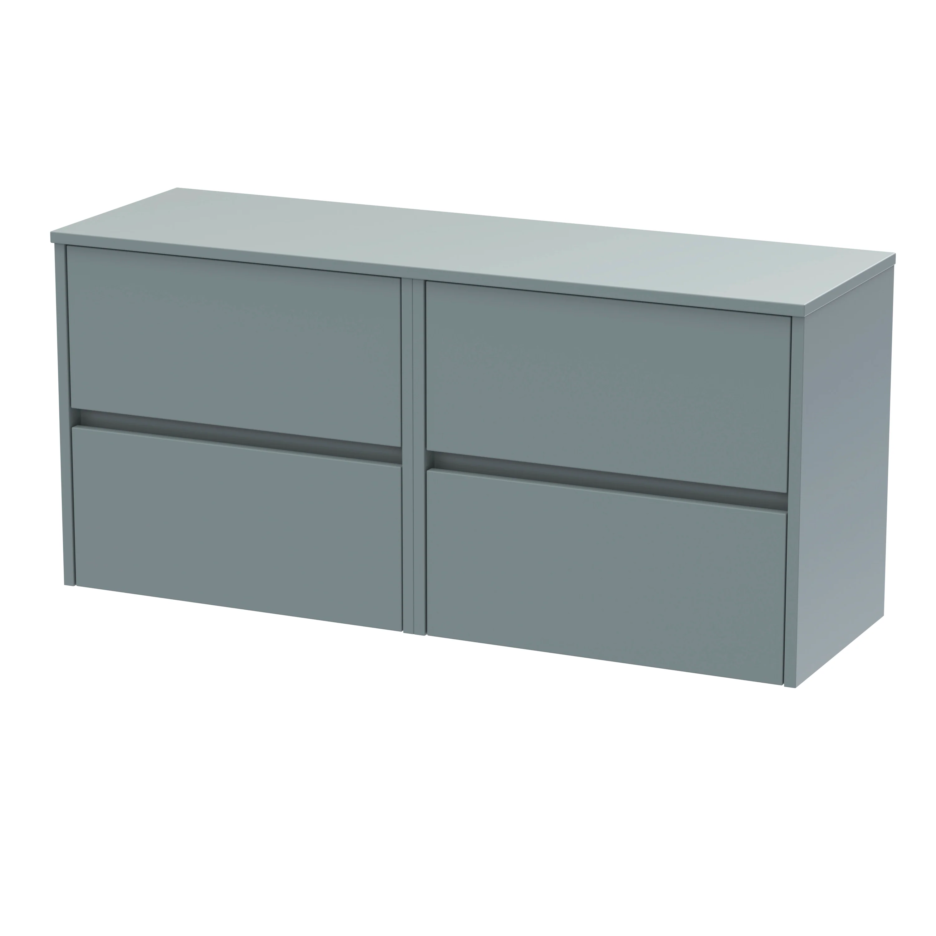 Hudson Reed Havana 1200mm Wall Hung 4 Drawer Unit & Laminate Worktop - Coastal Grey